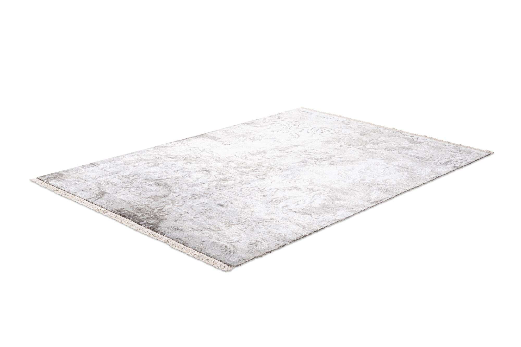 Design Teppich Queensland Handgeknüpft 170x240cm Viskose grau