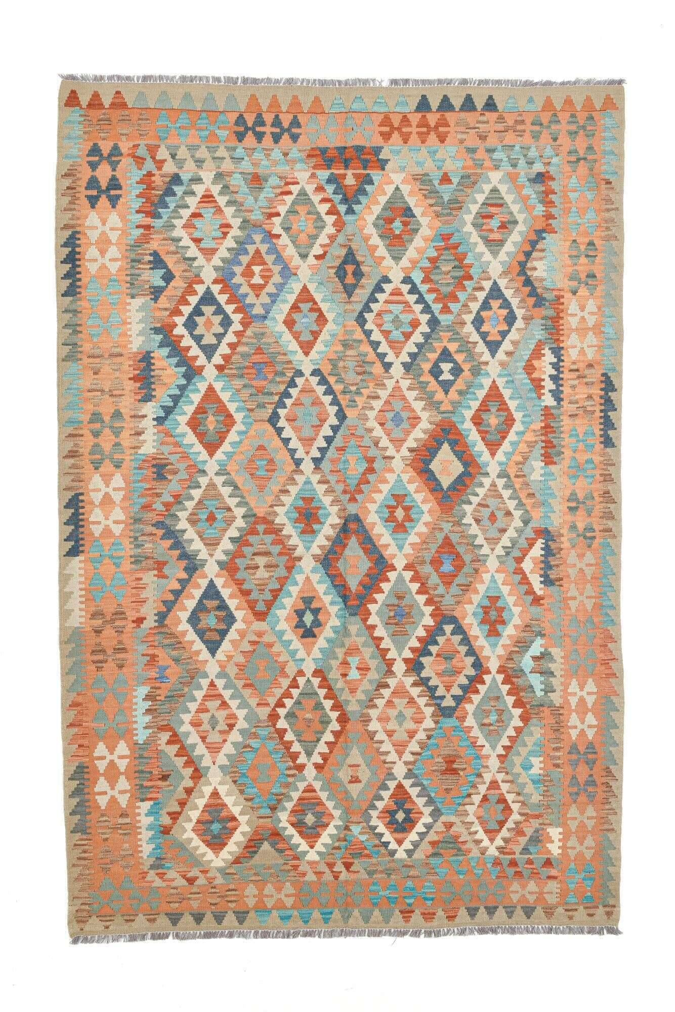 tablashah_2988_800multicolor_434944_1 Handgewebter Kelim Teppich Tablashah Schurwolle bunt 200x302cm