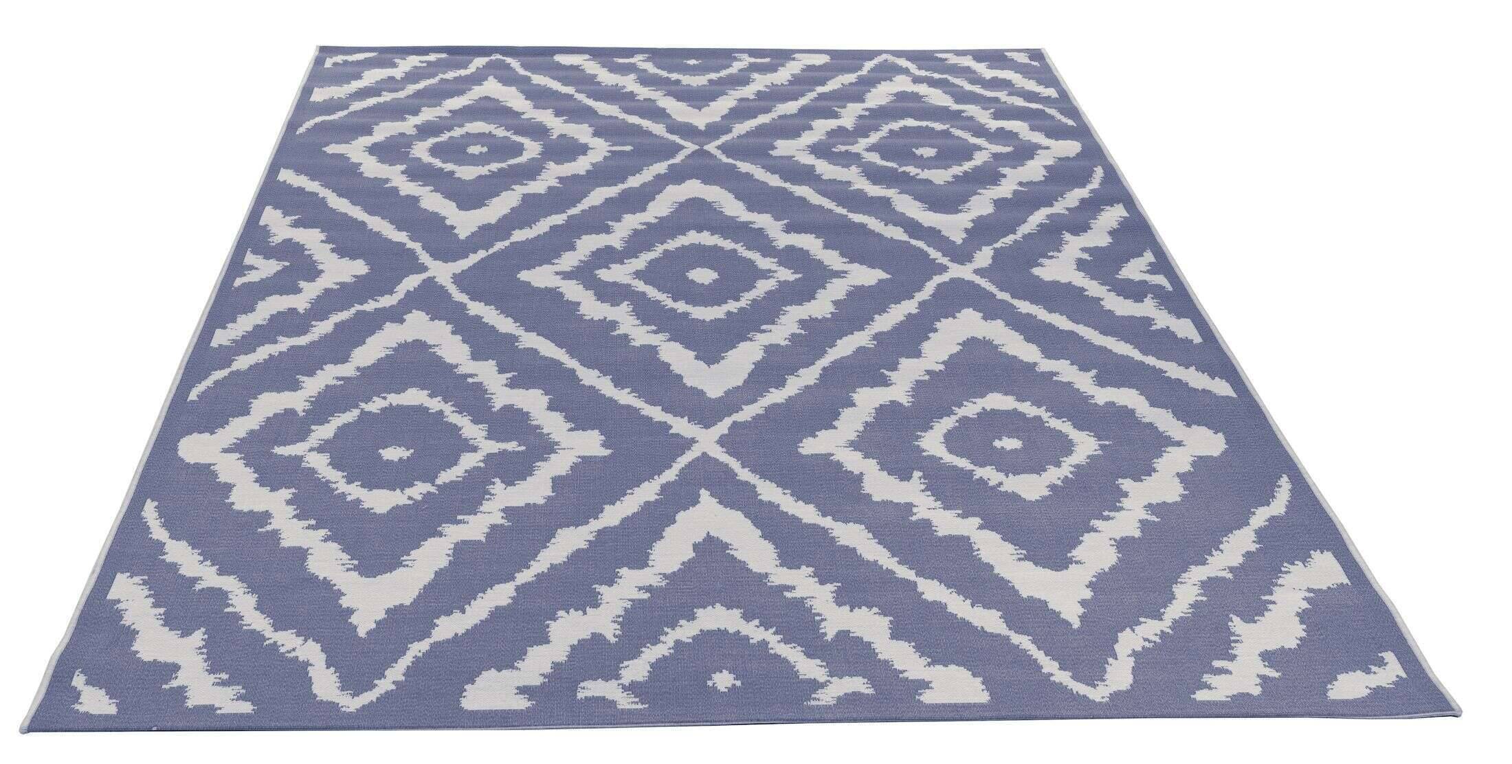Garden_Pattern_700blue_415466_15 Garden Pattern 700 blau In- und Outdoor Teppich Rauten