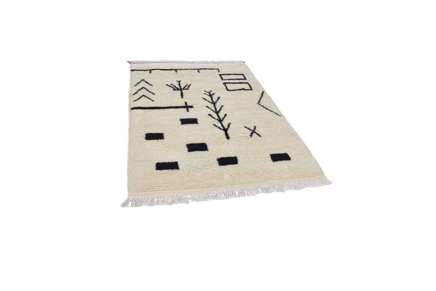 BenniUrein_2007_997Blanc_426555_2 Teppich Beni Ourain 100x150 cm Schafwolle