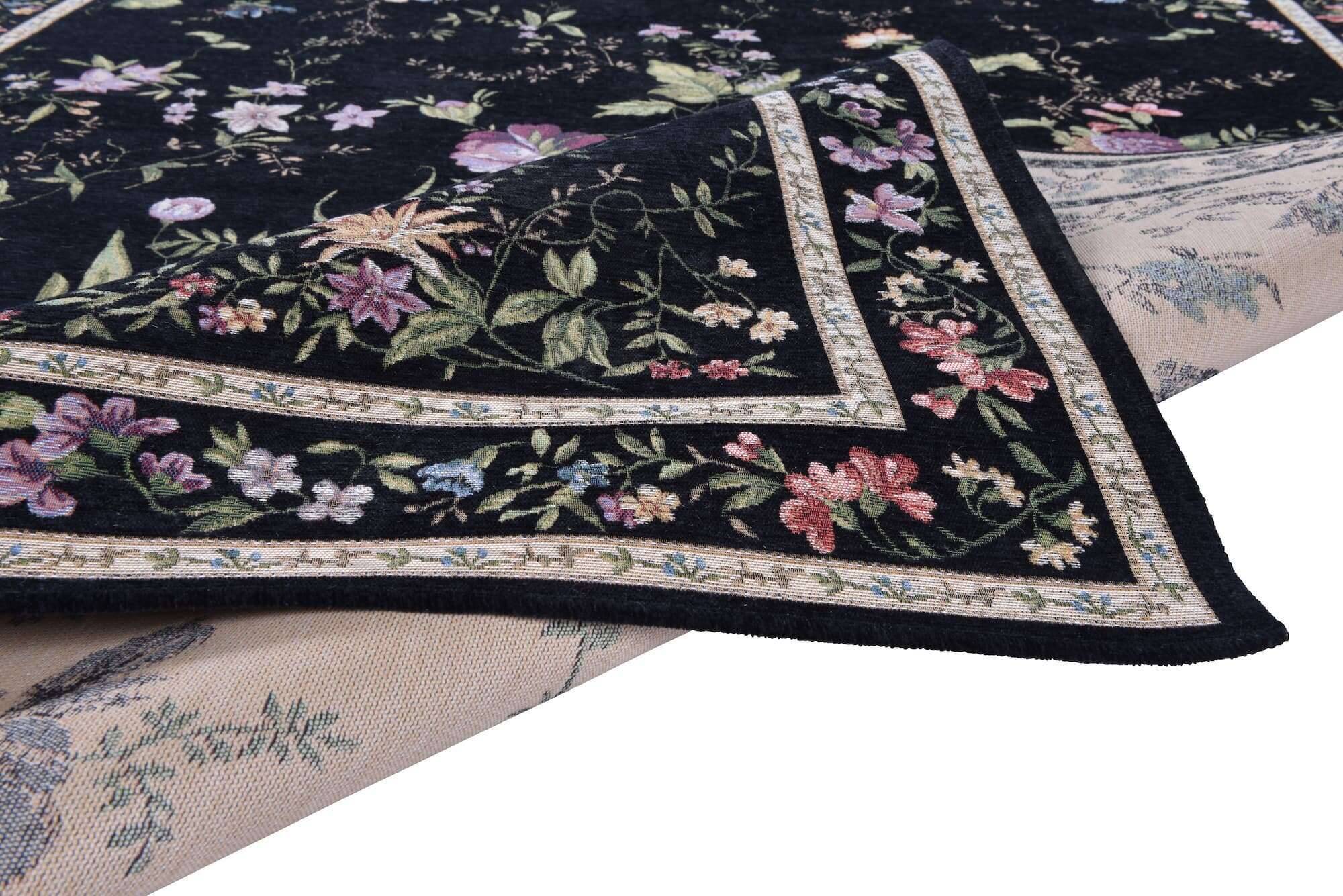 Flomi_Sagrini_600black_419926_9 Flomi Sagrini Flachgewebe Blumendesign Teppich Modern