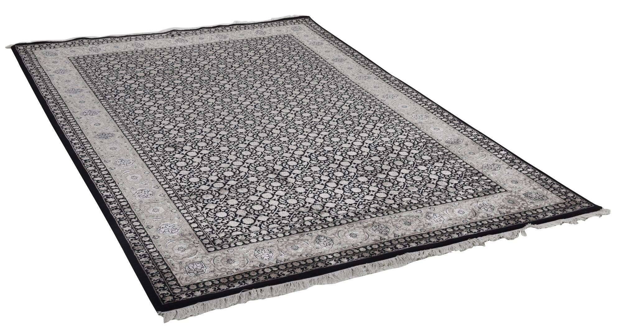 sultanabad_herati_561blackcream_410992_2 Sultanabad Handgeknüpft Klassisch Wolle Viskose schwarz creme
