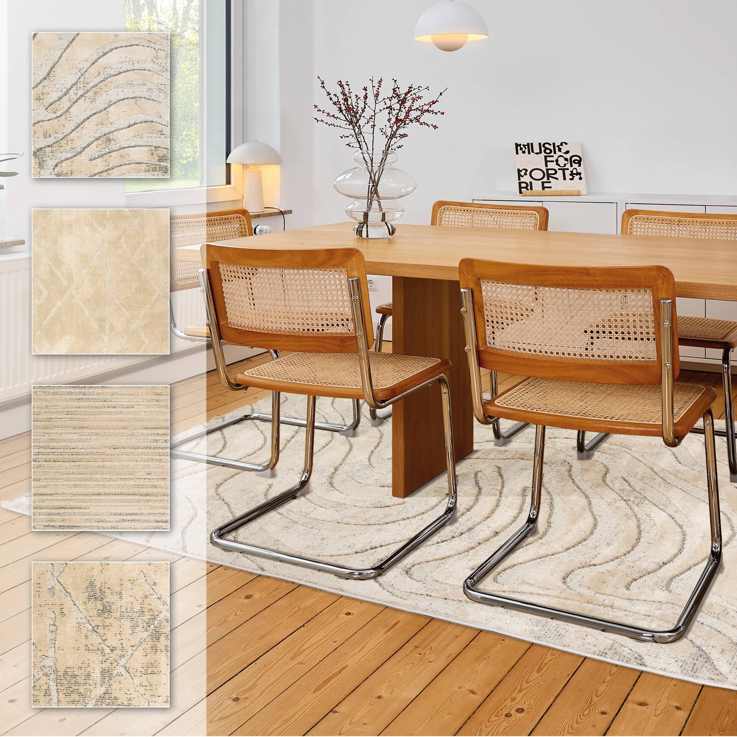 Wohnteppich Lou D.251 C.003 Wellen creme-grau