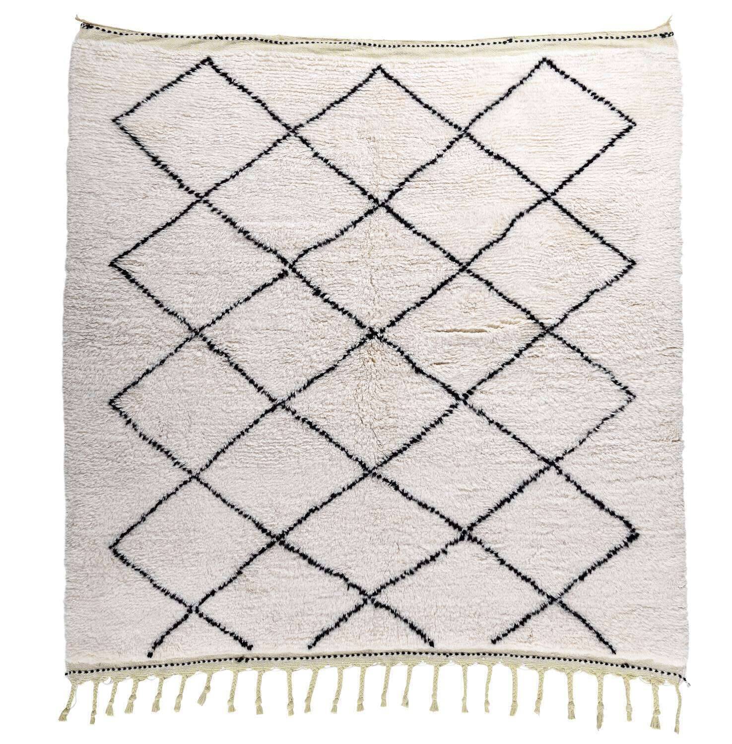 BenniUrein_2003_997Blanc_426567_1 Teppich Boho Beni Ourain 200x200cm Schafwolle