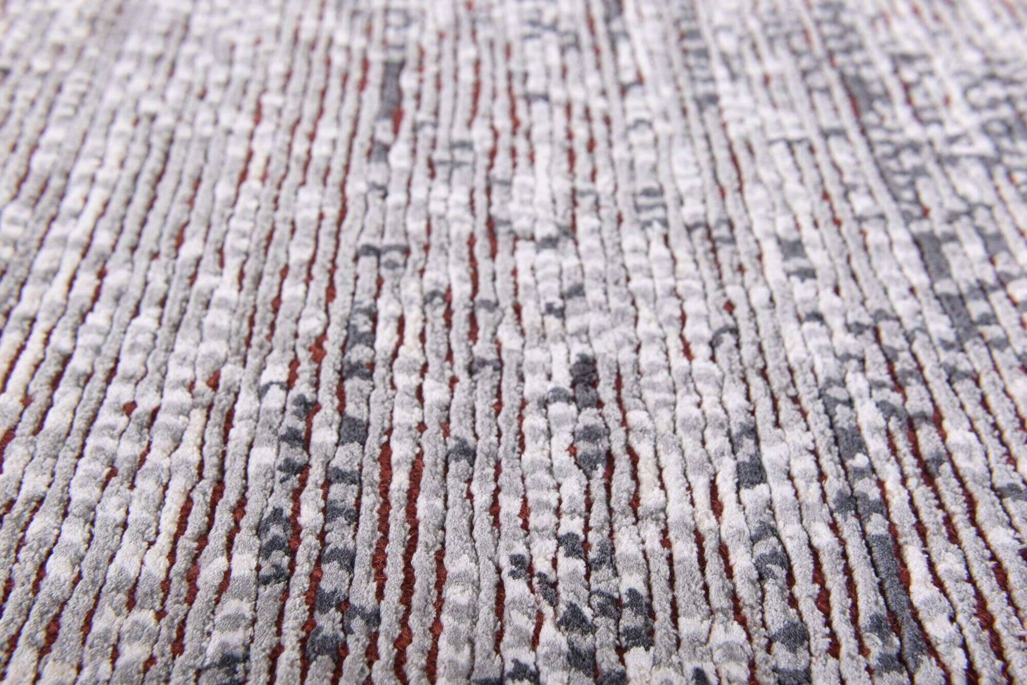 ribeyesilk60_c750_666greyred_427582_3 Nepal Teppich Rib Eye Silk 60 Design Seide Wolle 142x201 cm