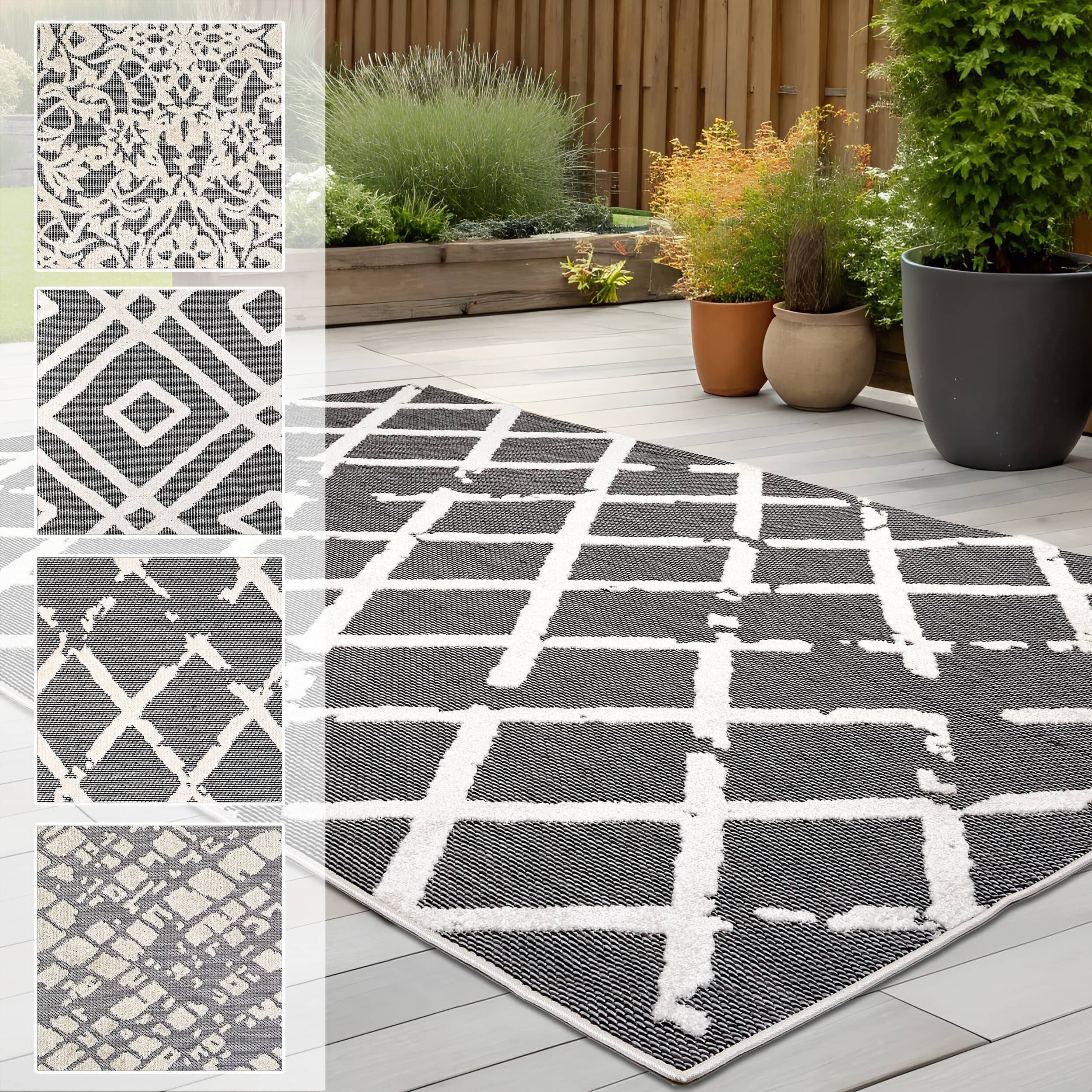 In- und Outdoor Teppich Serina D.251 C.004 Rauten grau/weiß