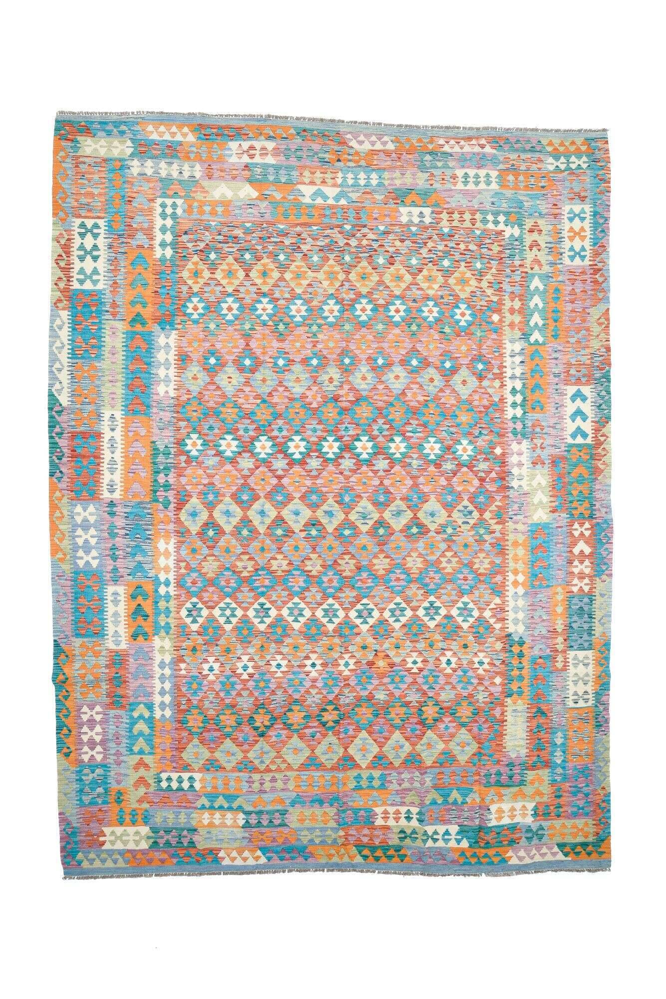 tablashah_6671_800multicolor_434952_1 Kelim Teppich Tablashah Handgewebt Schurwolle bunt 293x399cm