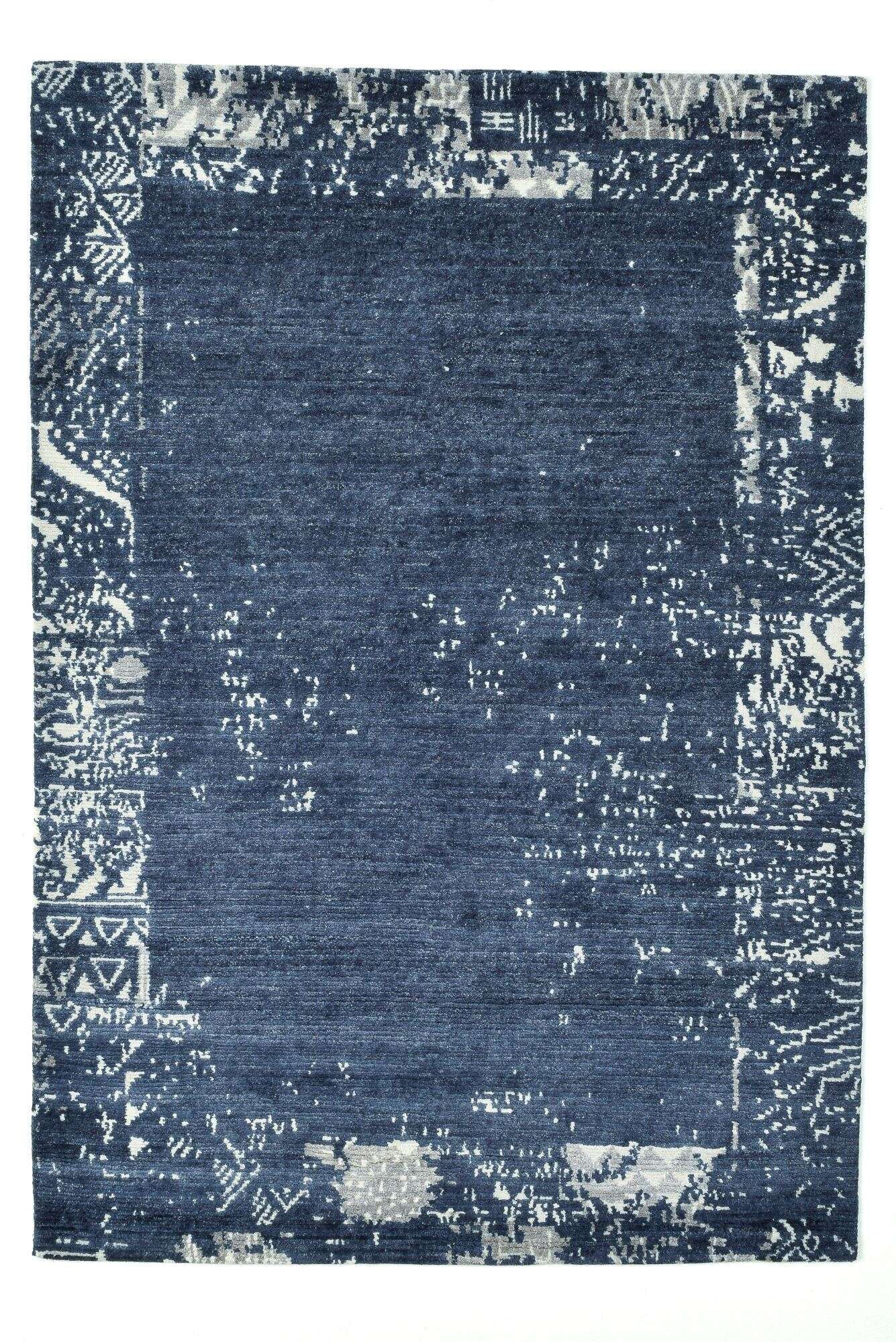 Sangri Teppich Nepal Design Wolle blau Handgeknüpft 163x235 cm