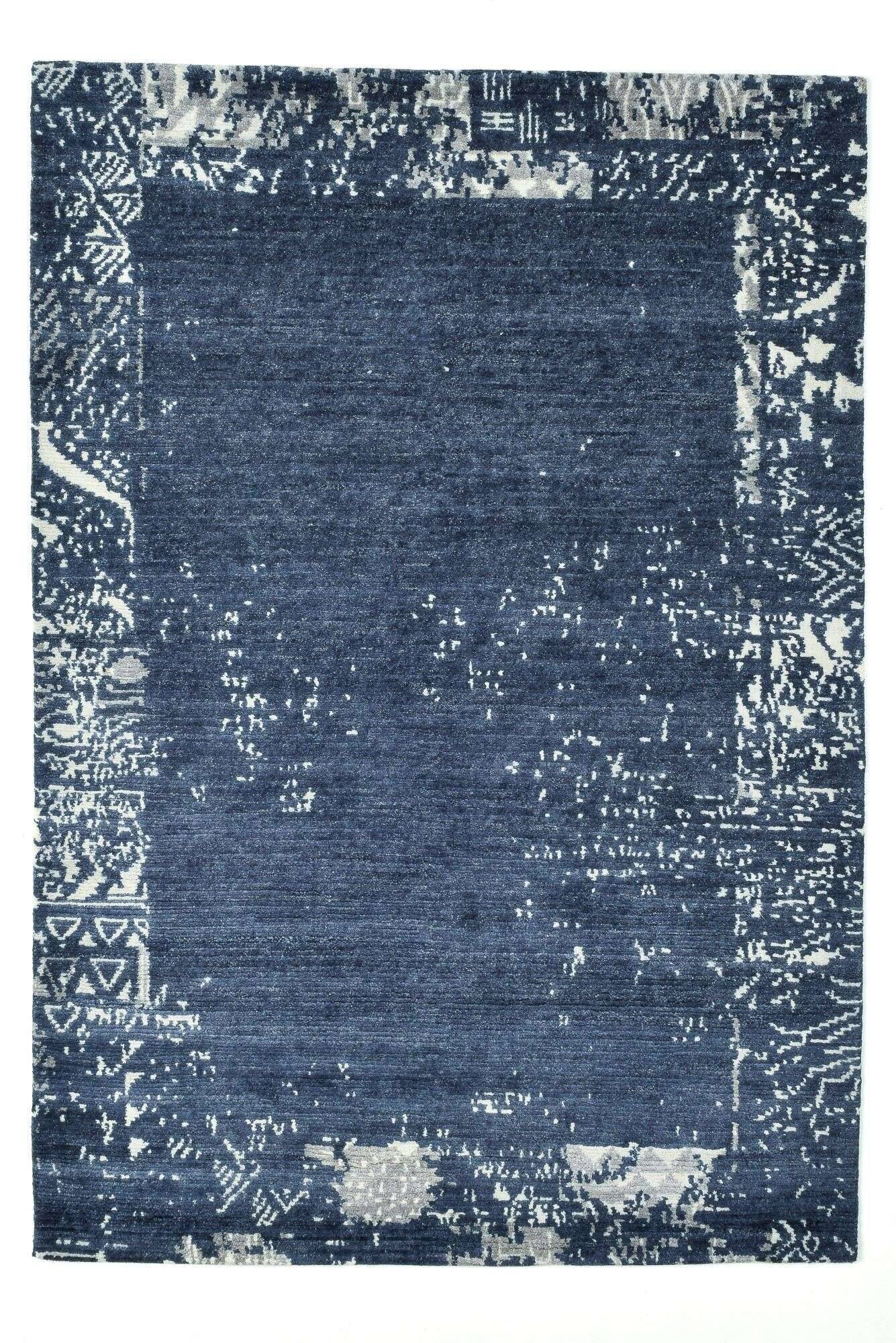 sangri_rs581_708darkblue_430407_1 Sangri Teppich Nepal Design Wolle blau Handgeknüpft 163x235 cm