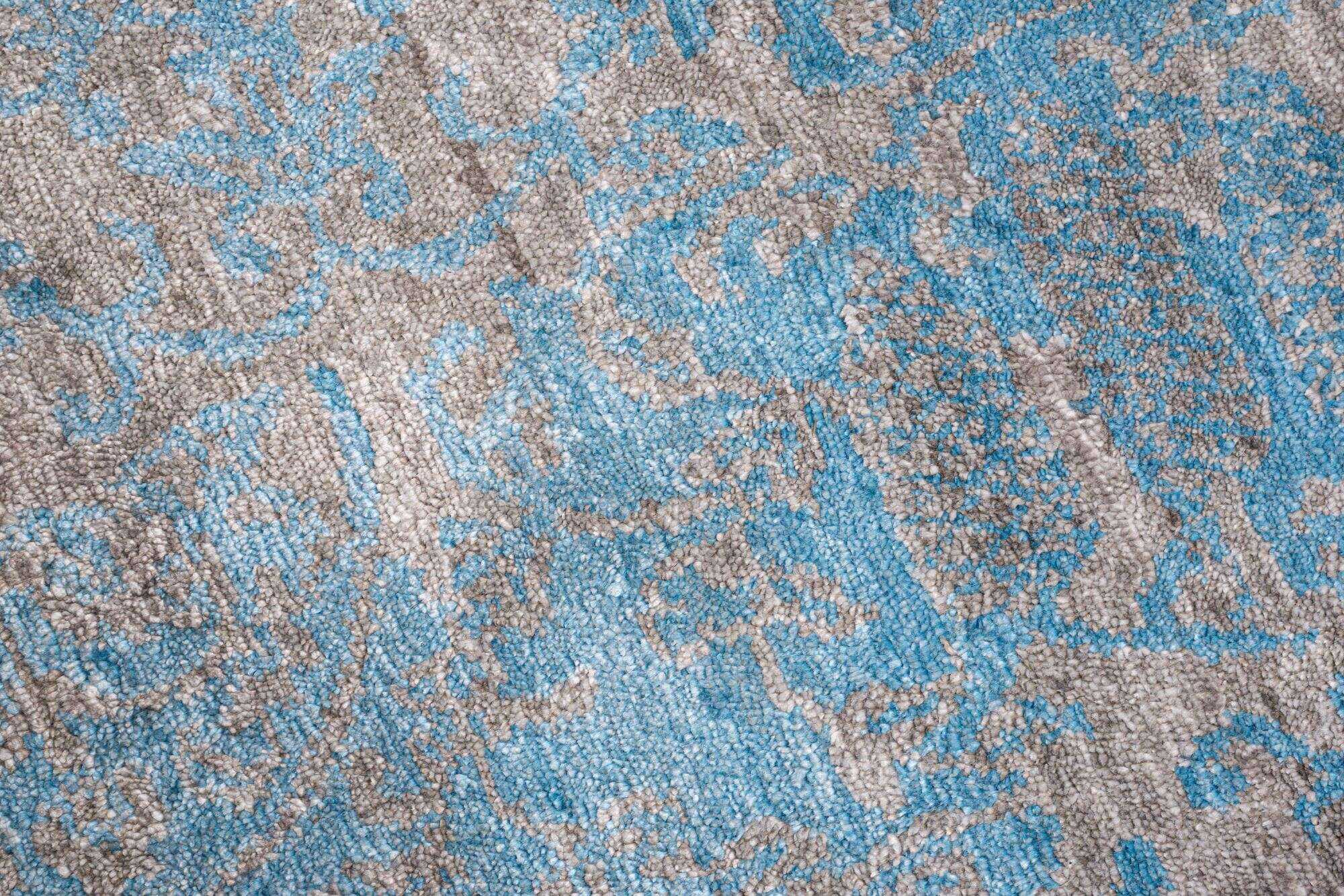 Design Teppich Queensland 160x230cm Handgeknüpft Viskose grau blau