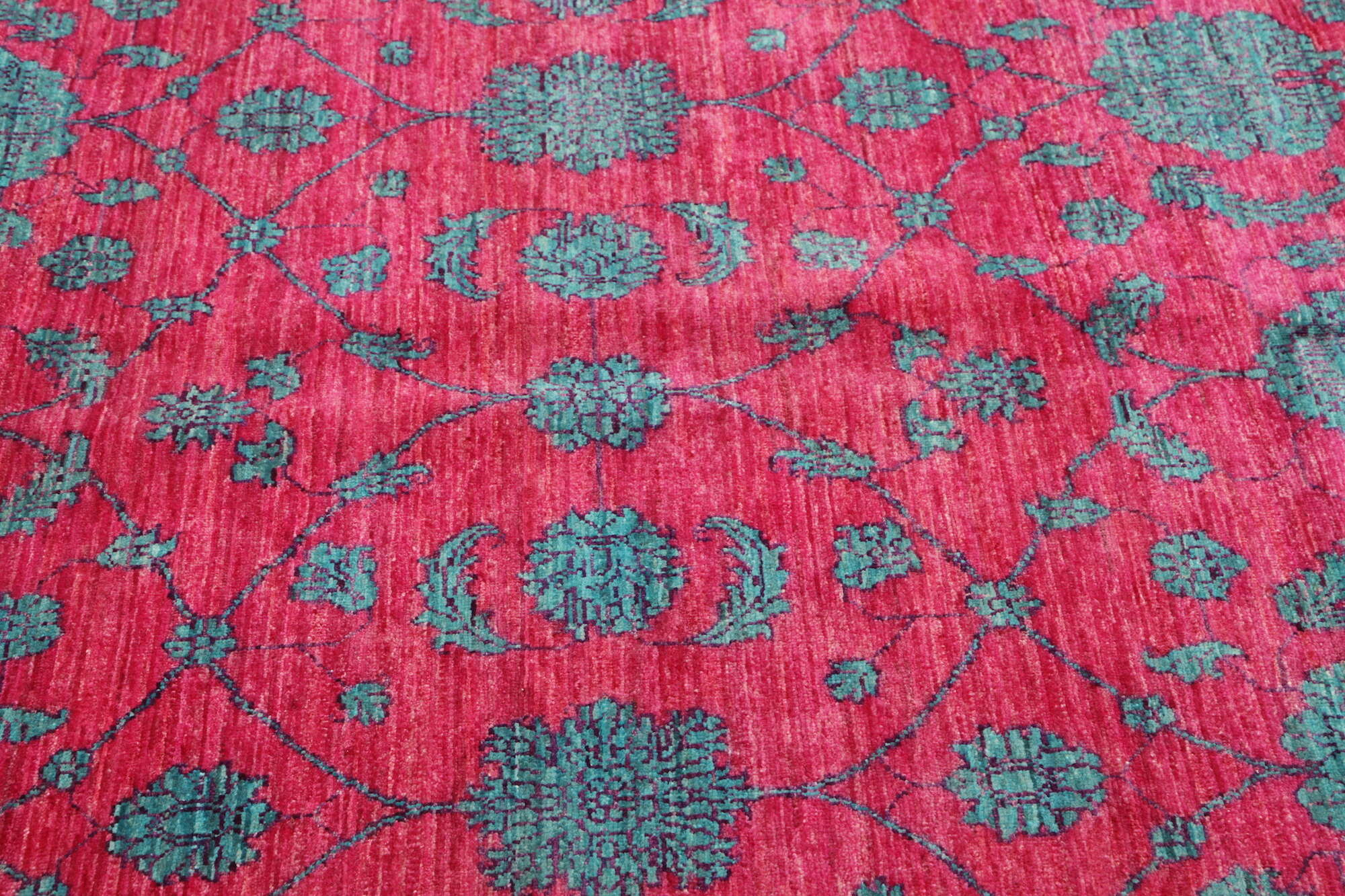 Ziegler Teppich 246x298 cm Orientteppich pink - blau Handgeknüpft Wolle