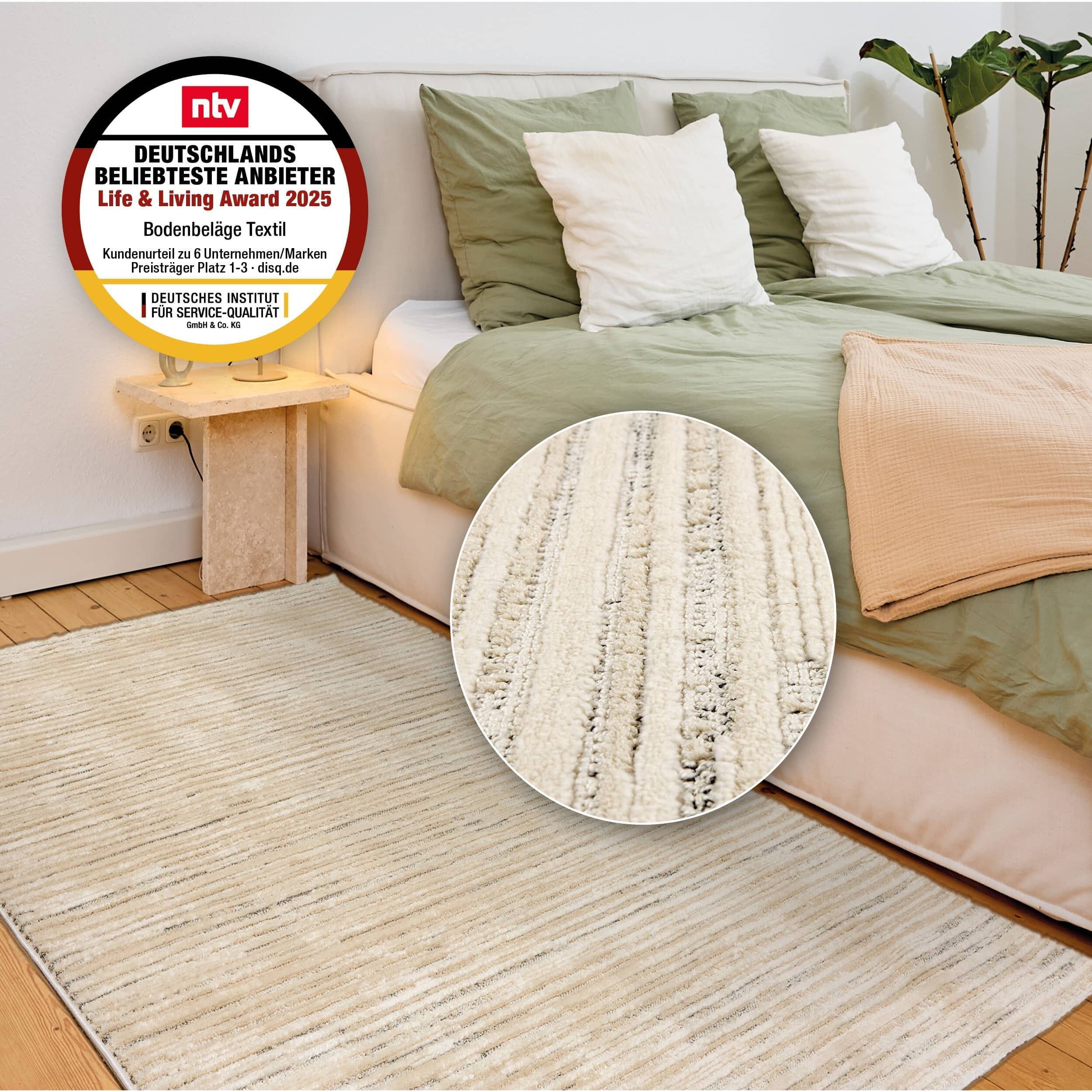 Wohnteppich Lou D.253 C. 003 Streifen creme-grau Wohnteppich Lou D.253 C. 003 Streifen creme-grau