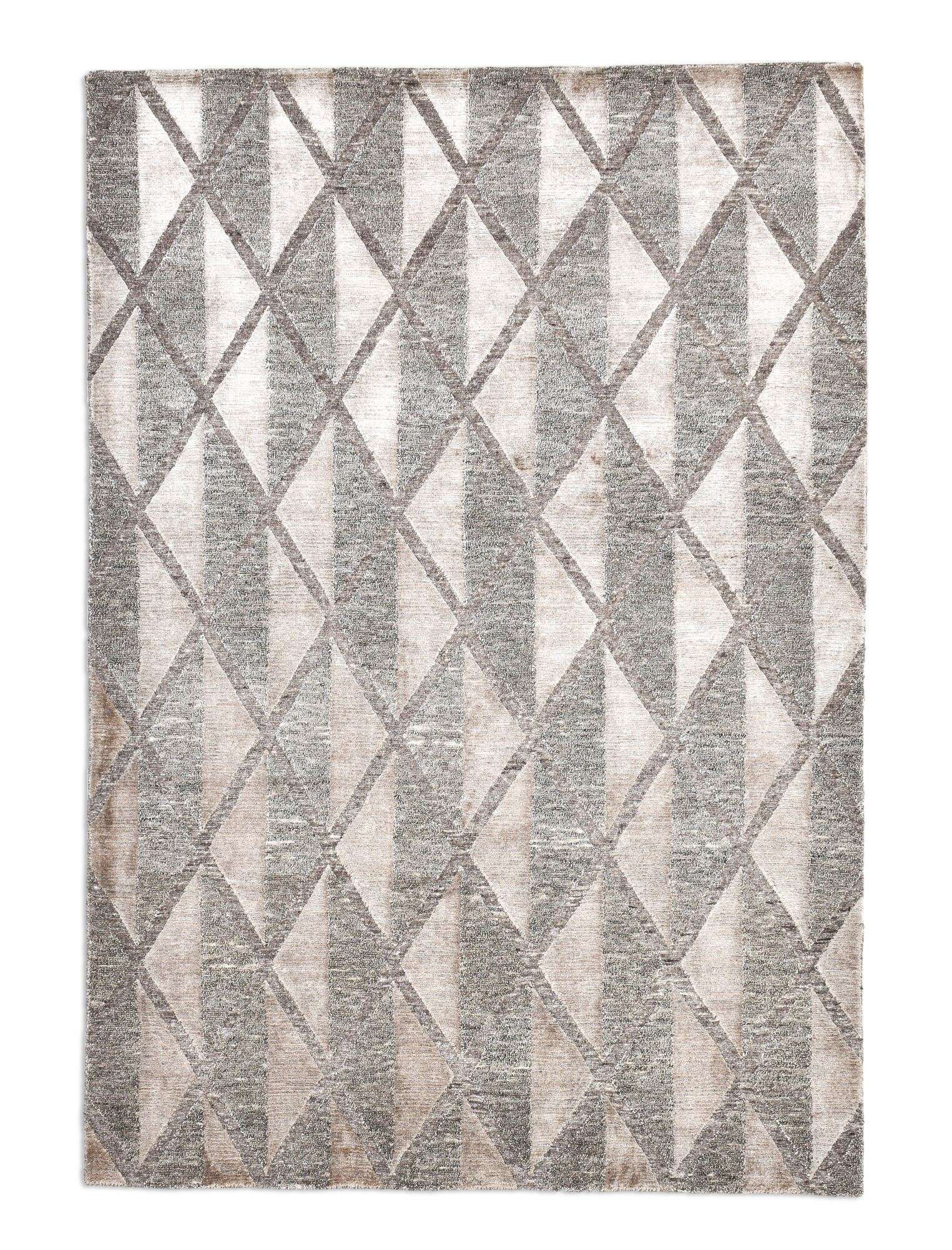 Victoria Moderner Teppich160x230cm Viskose und Wolle beige mit grau