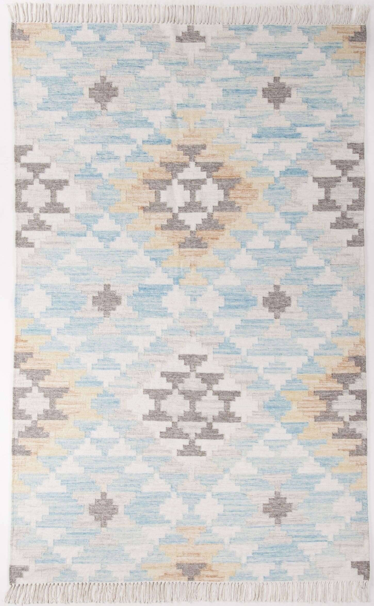 Vintage_CheckKelim_725turquoisemulti_408170_1 Kelim Teppich Modern Handgewebt Naturteppich Wolle