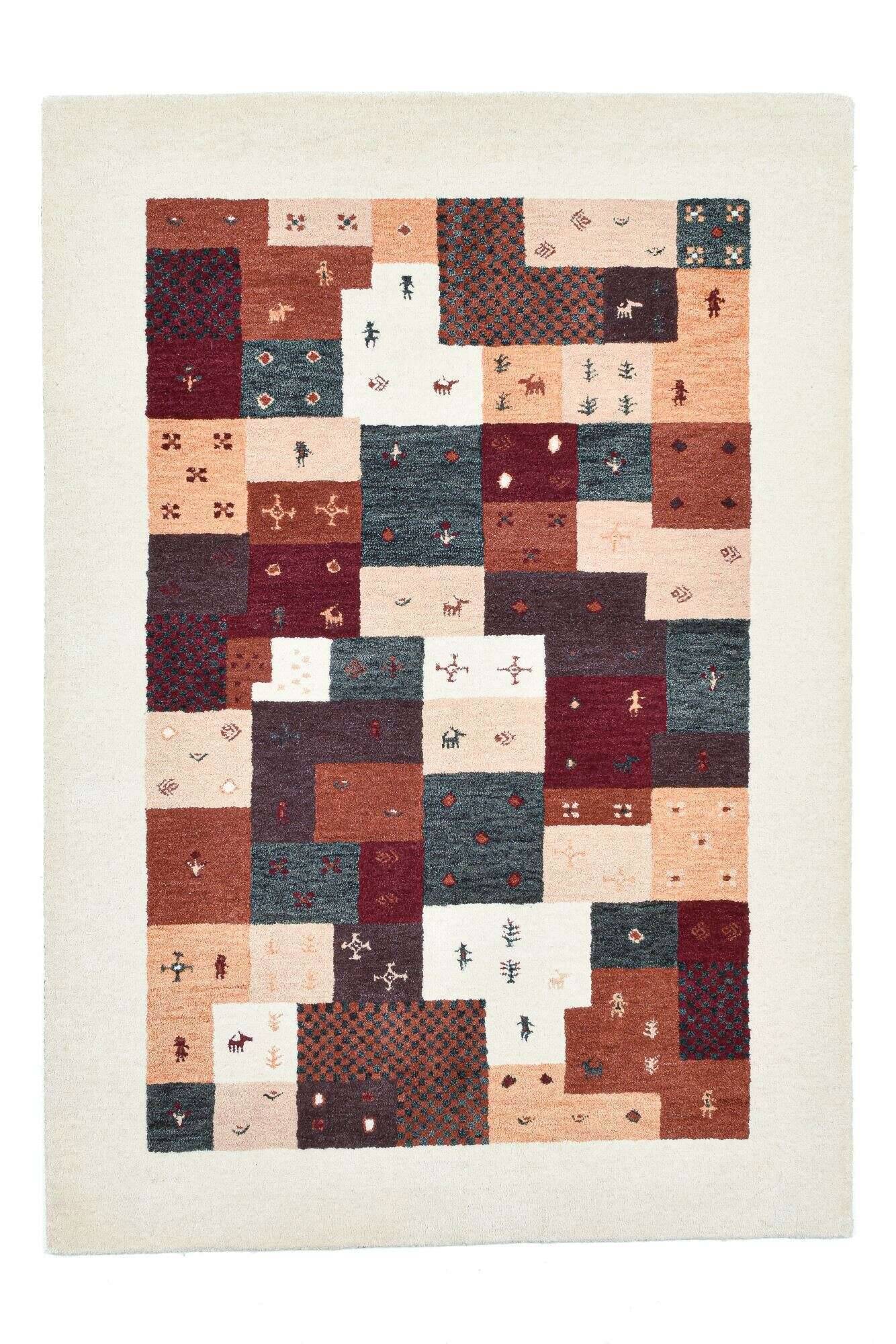 fauna_zo-2068-17_553beigemulti_408575_1 Patchwork Teppich Fauna aus 100% Schurwolle Bunt 160x230cm