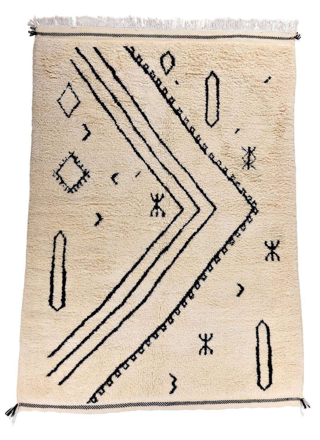 BenniUrein_2002_997Blanc_426565_1 Teppich Ethno Beni Ourain 170x240cm Schafwolle