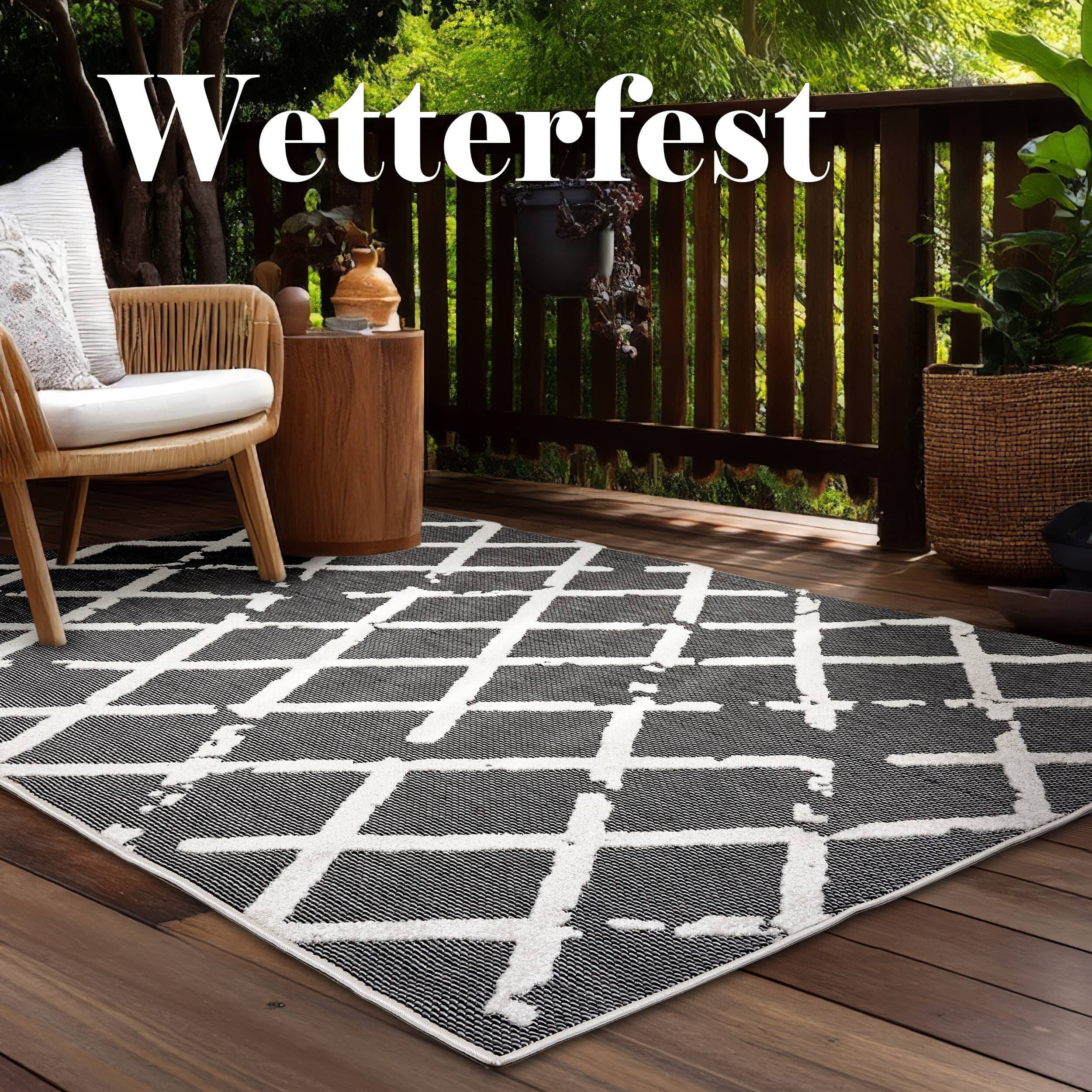 In- und Outdoor Teppich Serina D.251 C.004 Rauten grau/weiß