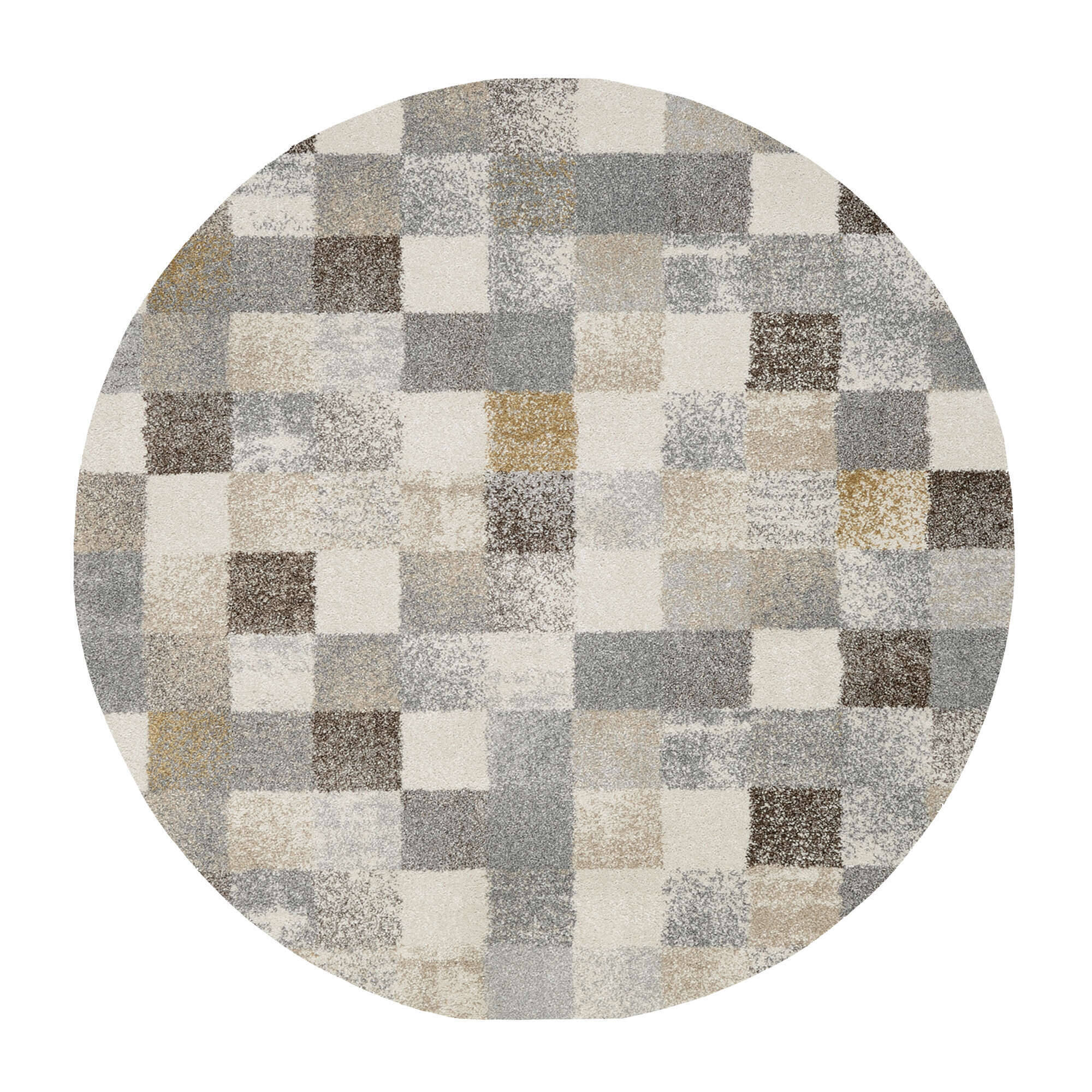 NVI02-912-22 New Villa Squares Teppich Modern Hochflor Rund