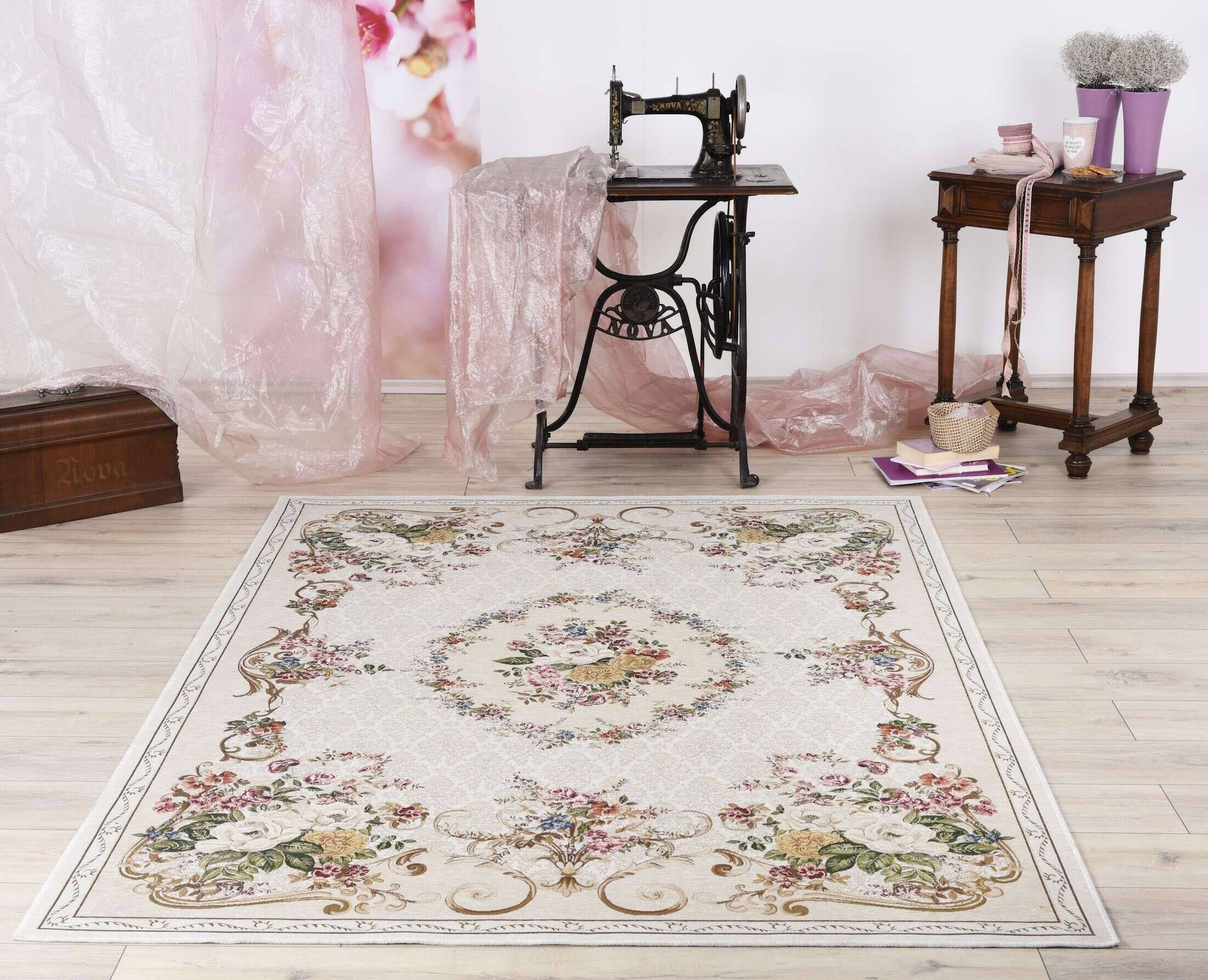 Flomi_Florence_beige550_405689_milieu Moderner Teppich Flomi Florence Teppich Blumen