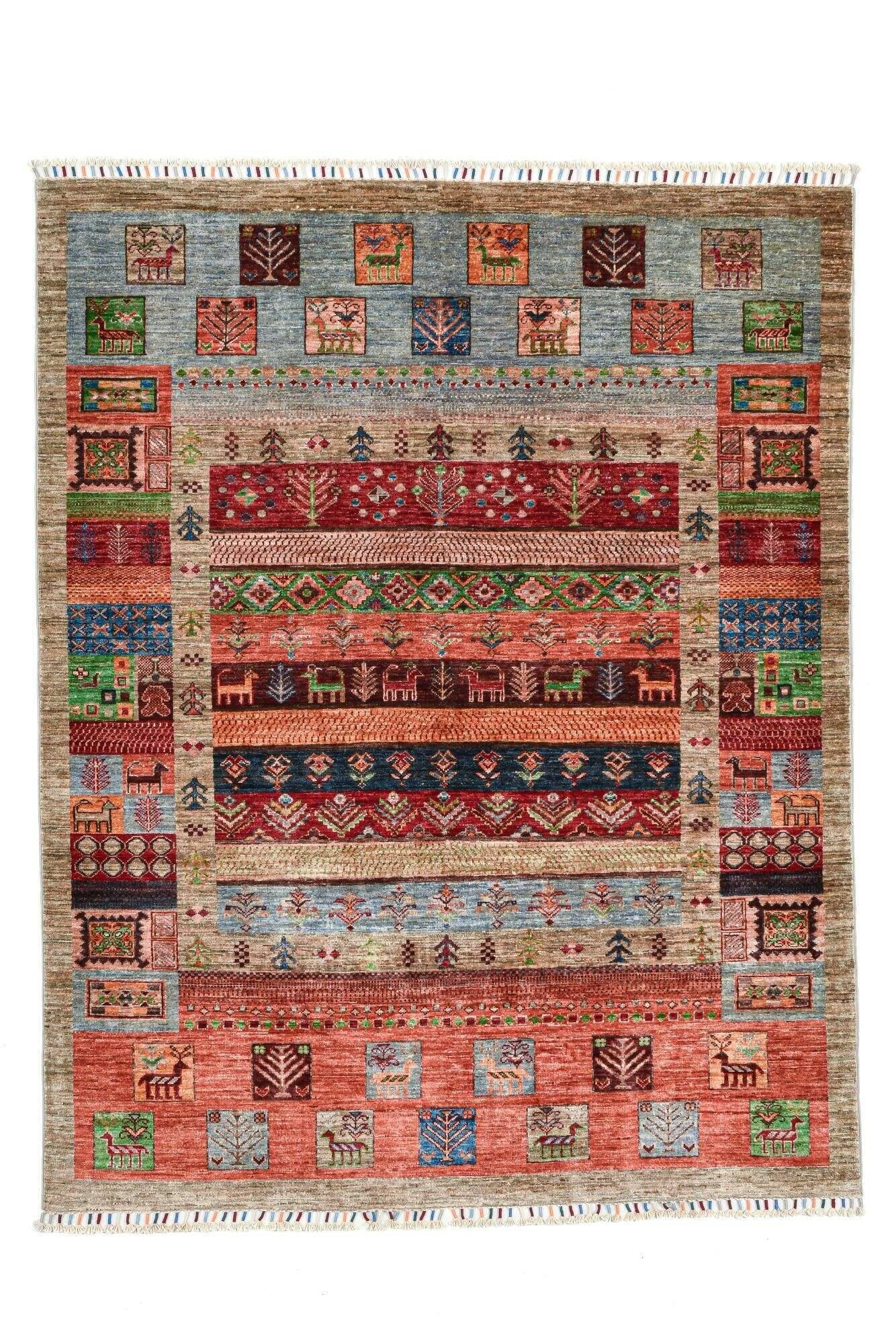 kandashah_5682_800multicolor_435481_1 Klassischer Ziegler Teppich Kandashah Handgeknüpft 157x197cm bunt