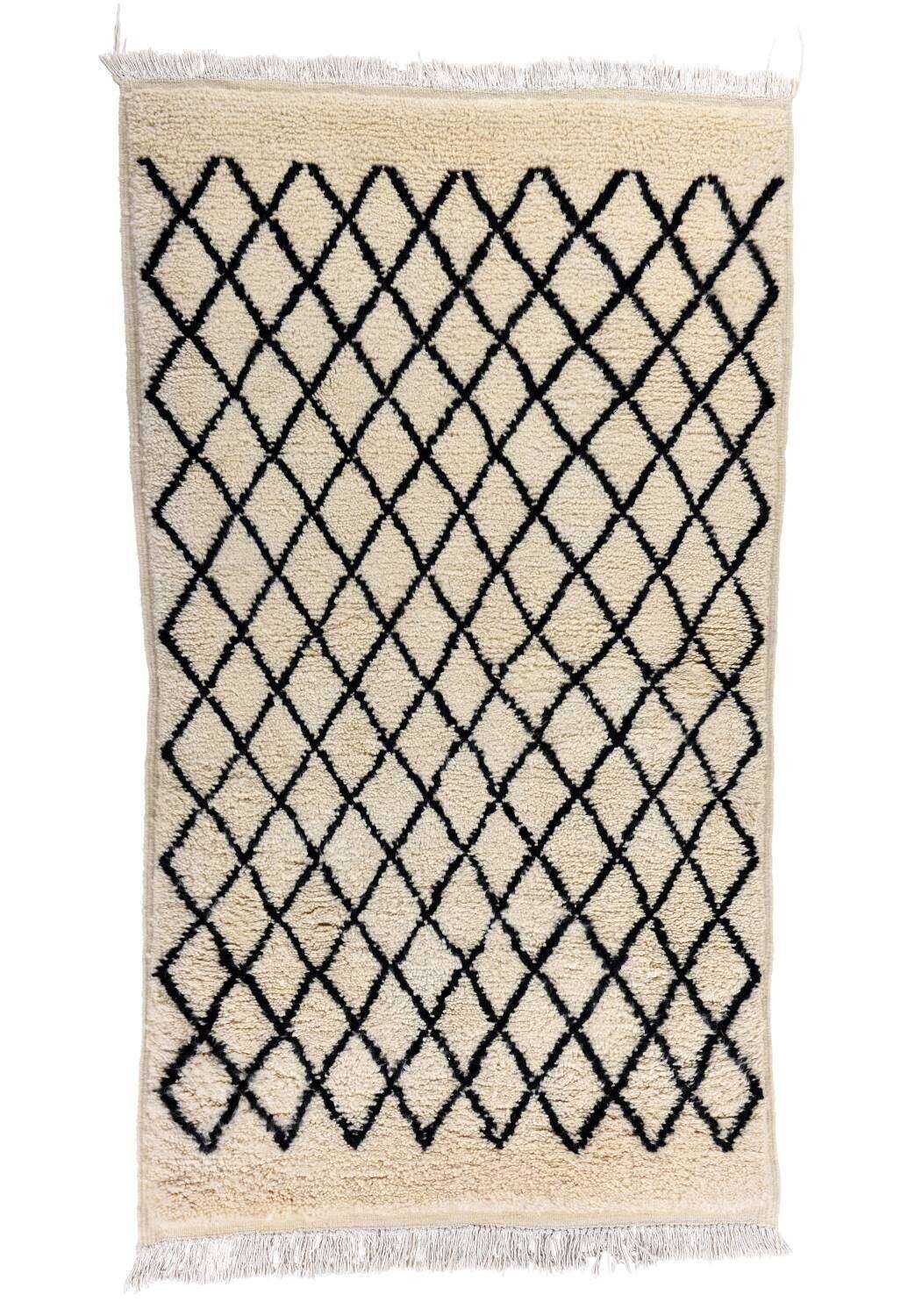 BenniUrein_2006_997Blanc_426557_1 Teppich Vintage Beni Ourain 120x200cm Schafwolle