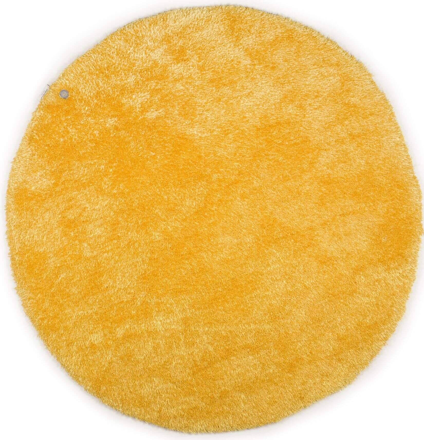 soft_uni_861sunflower_230104_1 Soft Teppich rund 140 cm Kuschelteppich gelb Hochflor Teppich