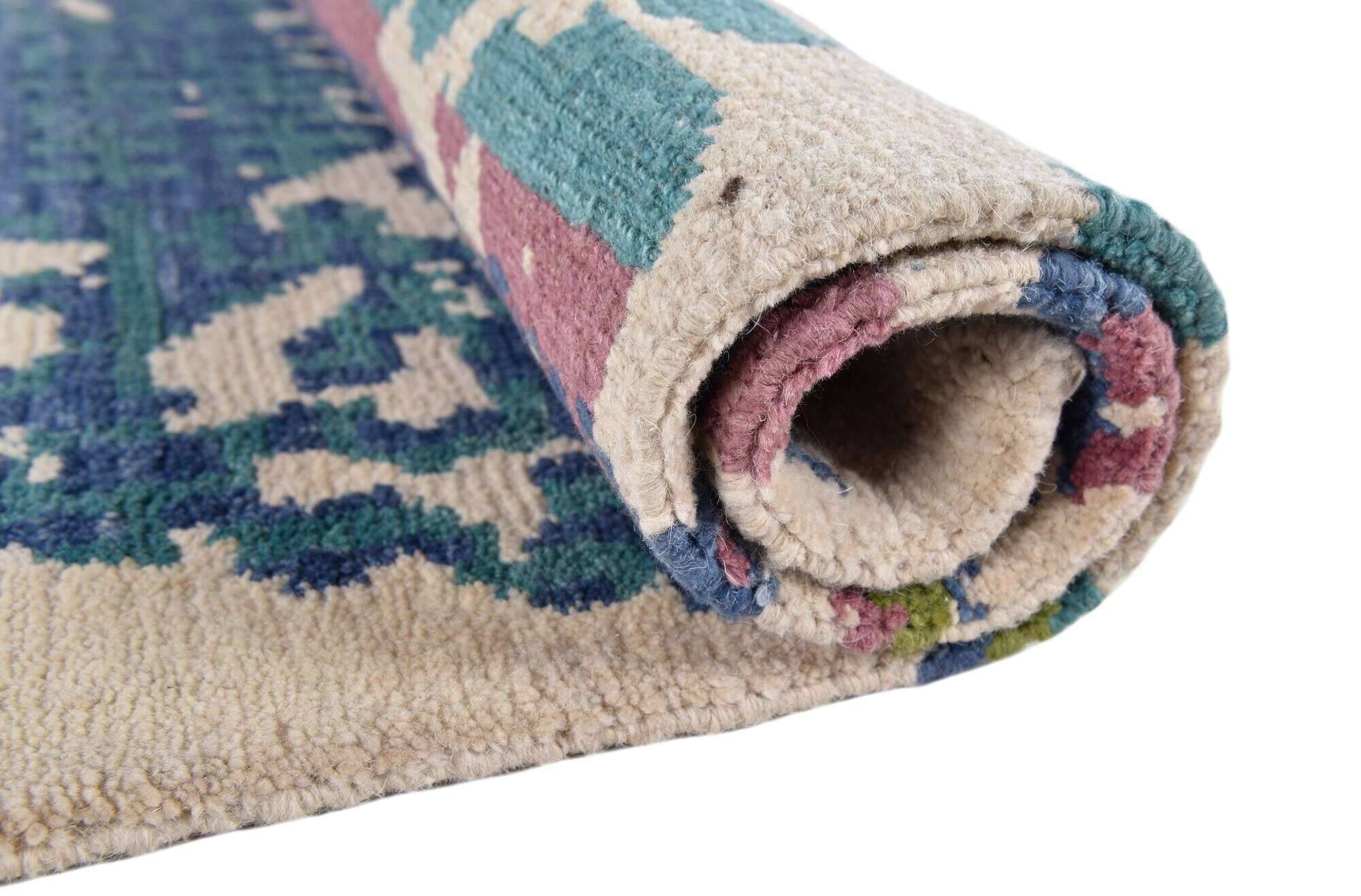 sangri_rs599_565bluecream_110791_11 Sangri Nepal Teppich 163x236 cm reine Wolle