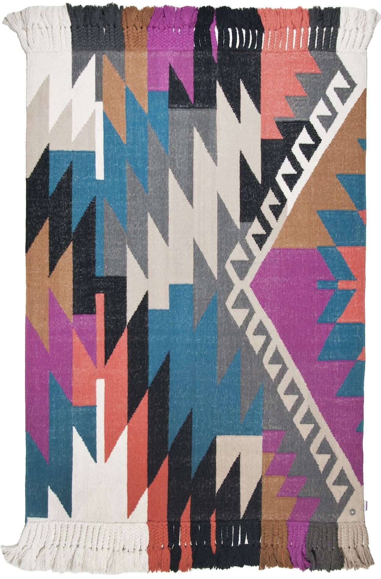 Vintage_funkykelim_800multi_401782_1 Kelim Teppich Funky Handgewebter Naturteppich aus Wolle