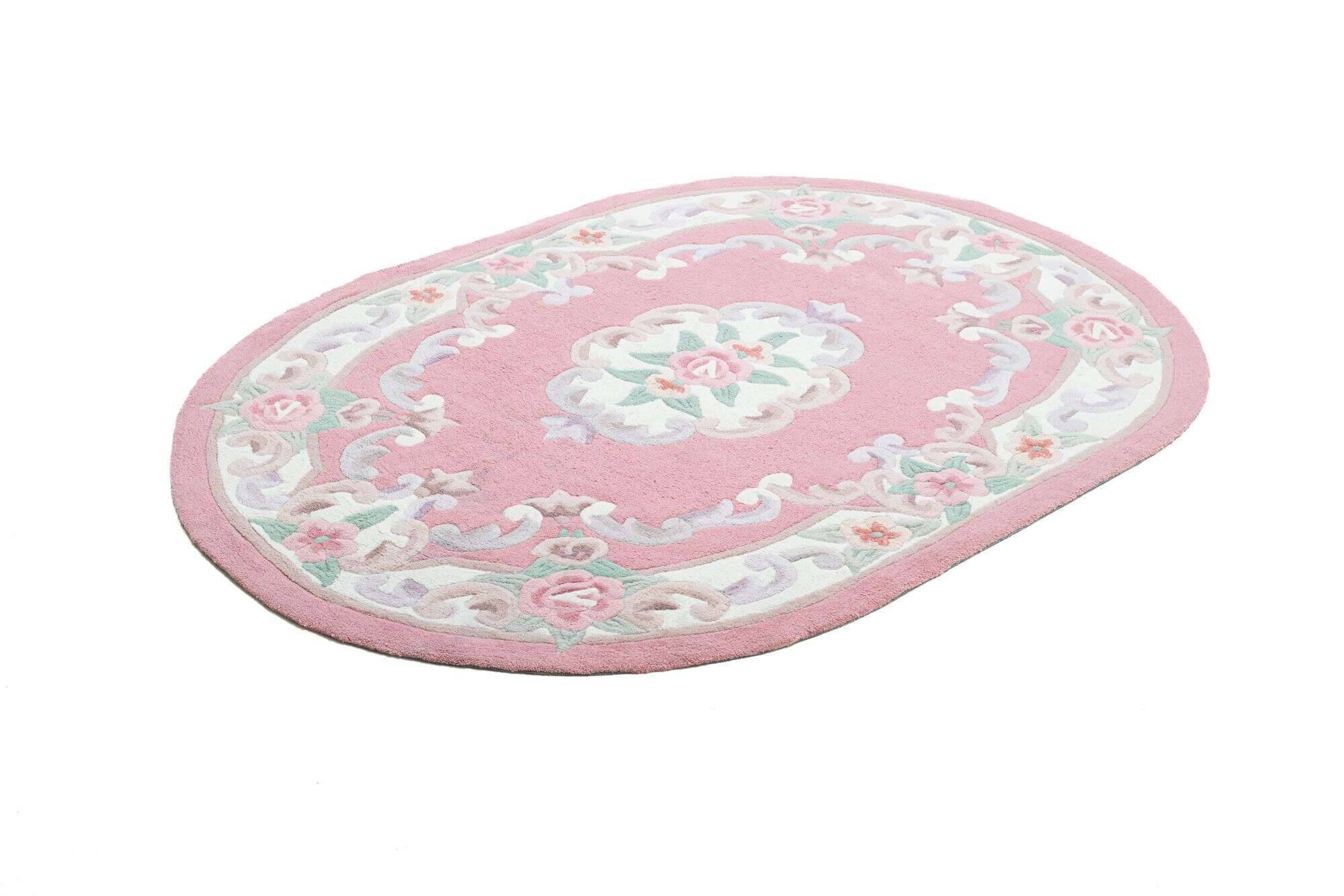 mingoval_501_250rose_300758_2 Ming Aubusson China Teppich rosa oval Teppich mit Blumen