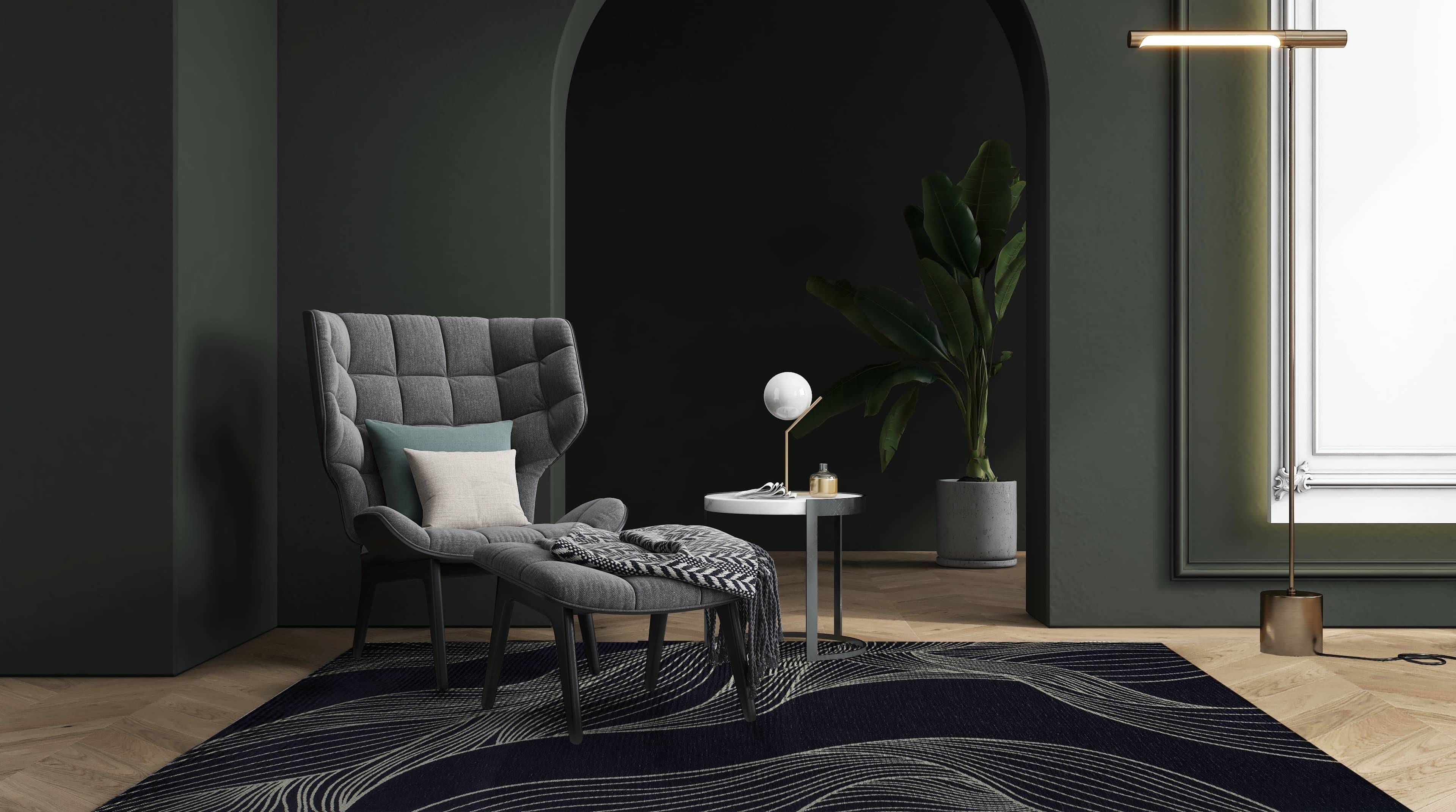 Moderner Teppich NEPTUN BLUE - Waschbarer Teppich Moderner Teppich NEPTUN BLUE - Waschbarer Teppich