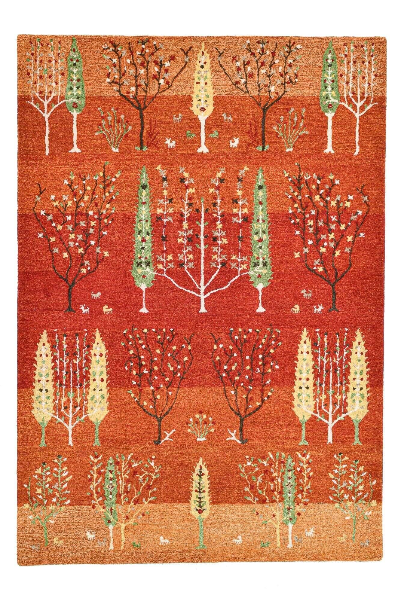 renoblack_zo-3163-19_400orange_416674_1 Gabbeh Teppich Reno Black Wolle Viskose Orange Bunt 160x230cm