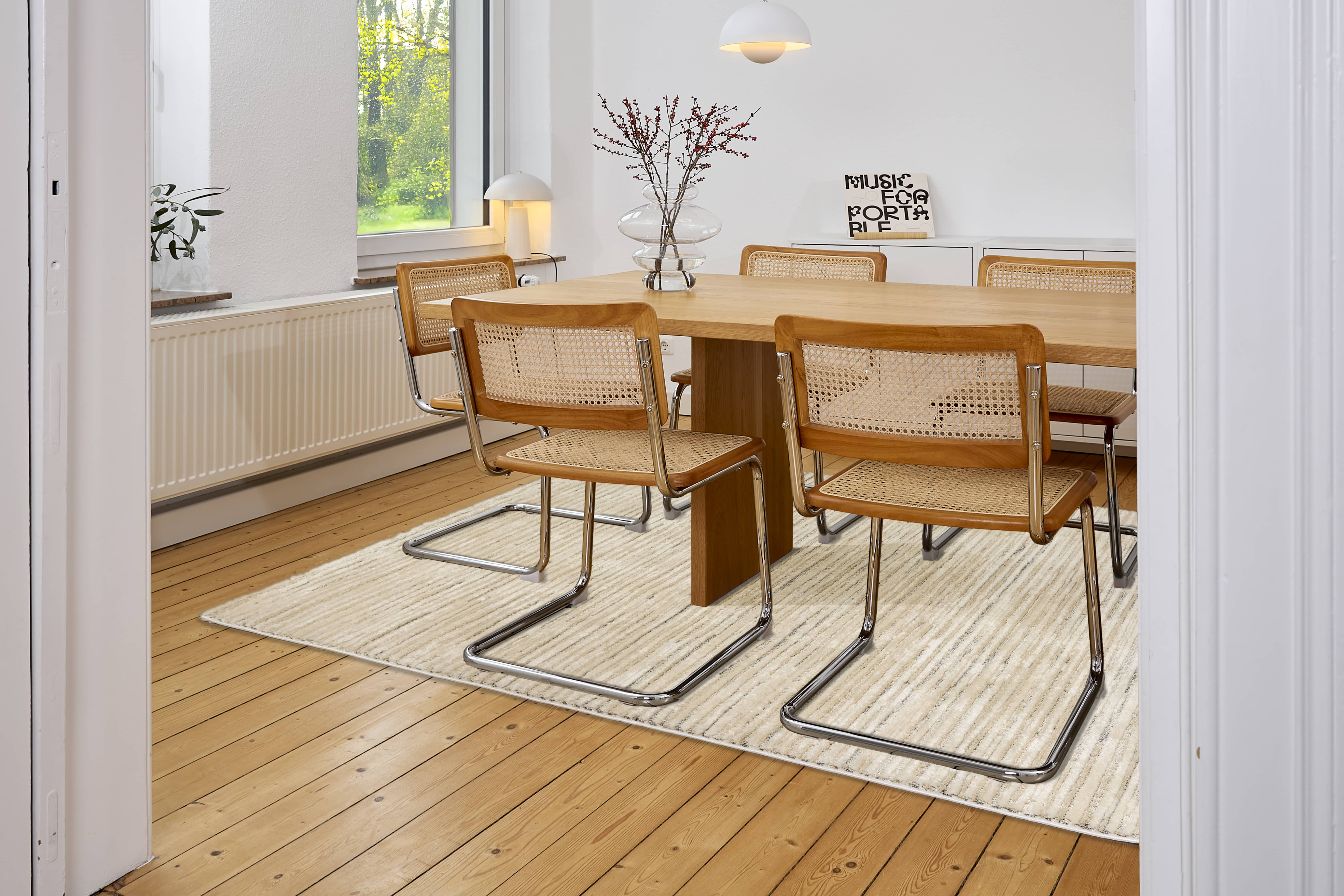 Wohnteppich Lou D.253 C. 003 Streifen creme-grau