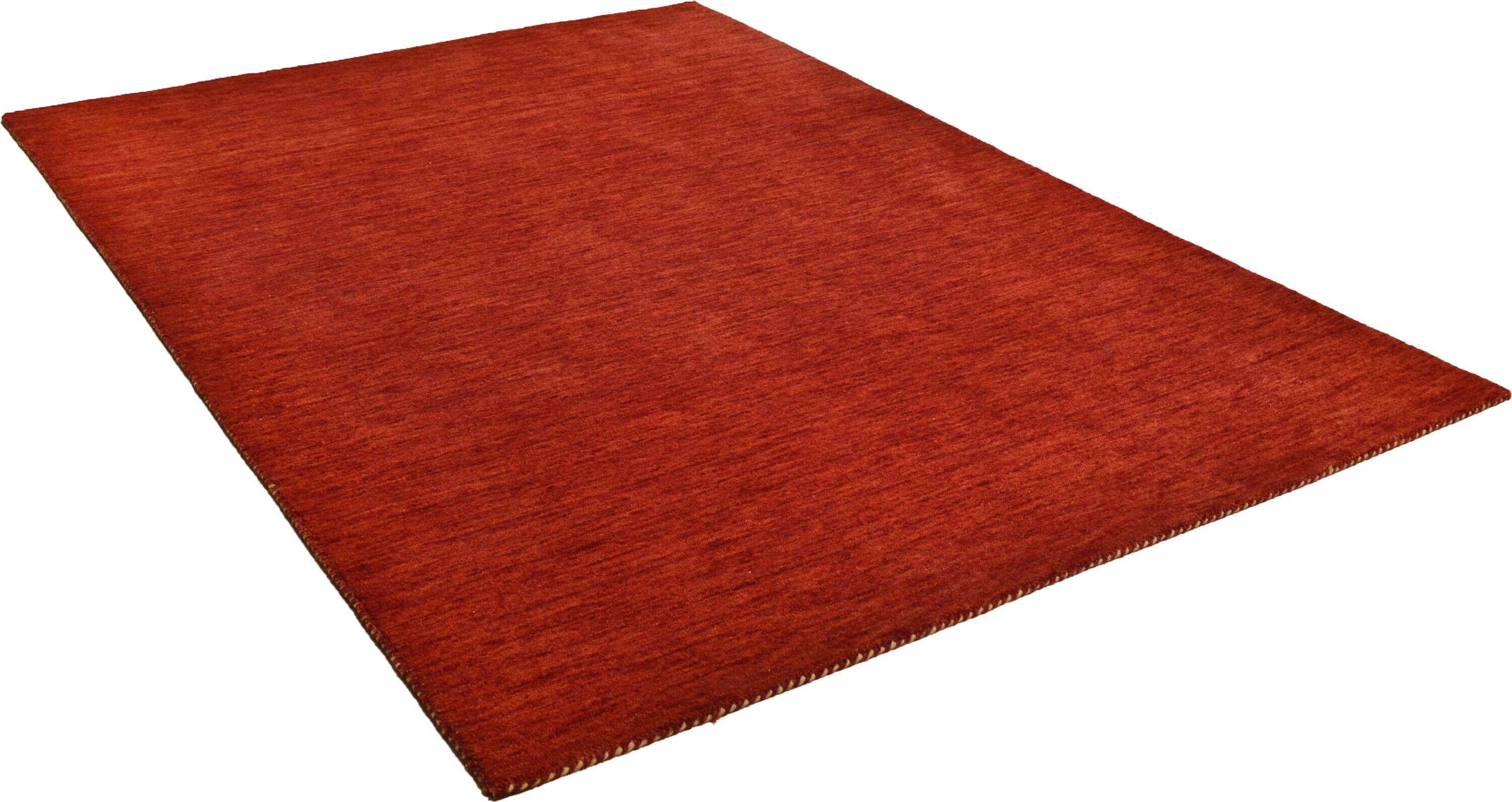 Teppich Haltu Einfarbig reine Wolle rot im Wunschmaß