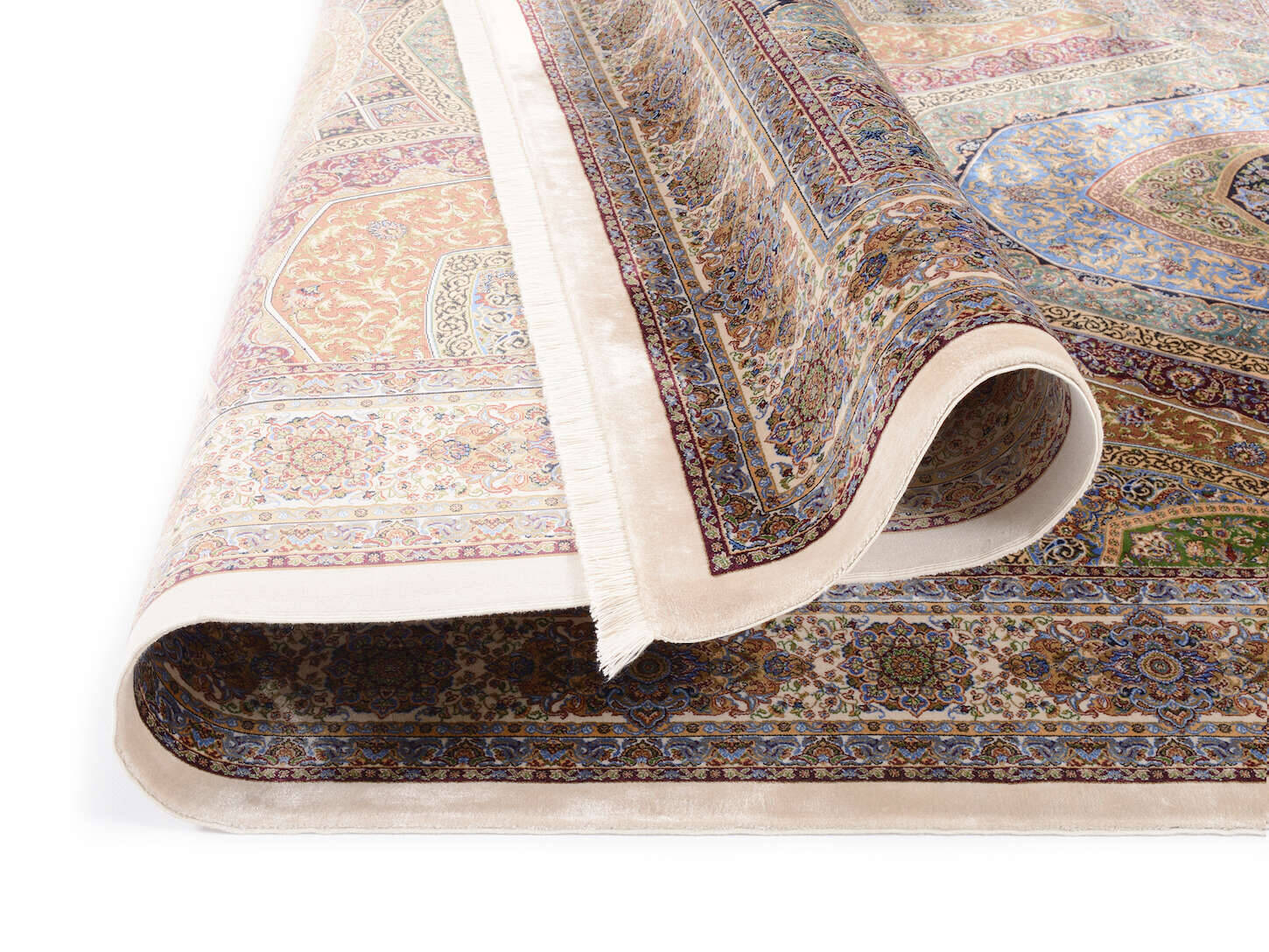 SL008-598-4 Teppich OCI Silk Line Shah Abbas Orient Design mit Fransen