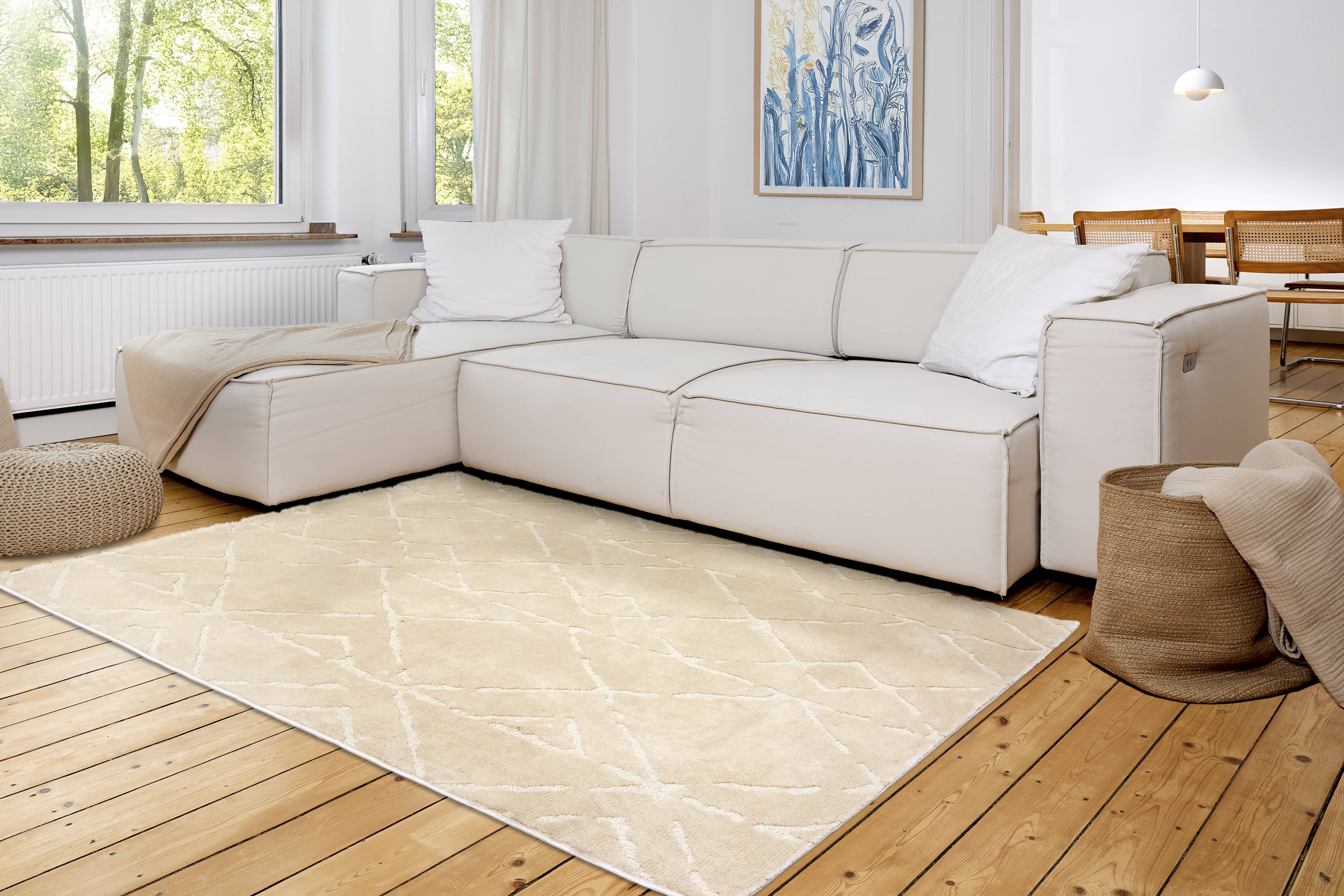 Wohnteppich Lou D.252 C.006 Rauten creme