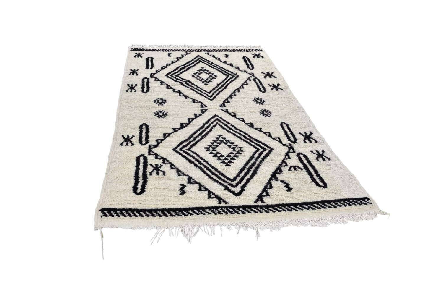 BenniUrein_2008_997Blanc_426558_2 Berber Teppich Beni Ourain 120x200cm Schafwolle