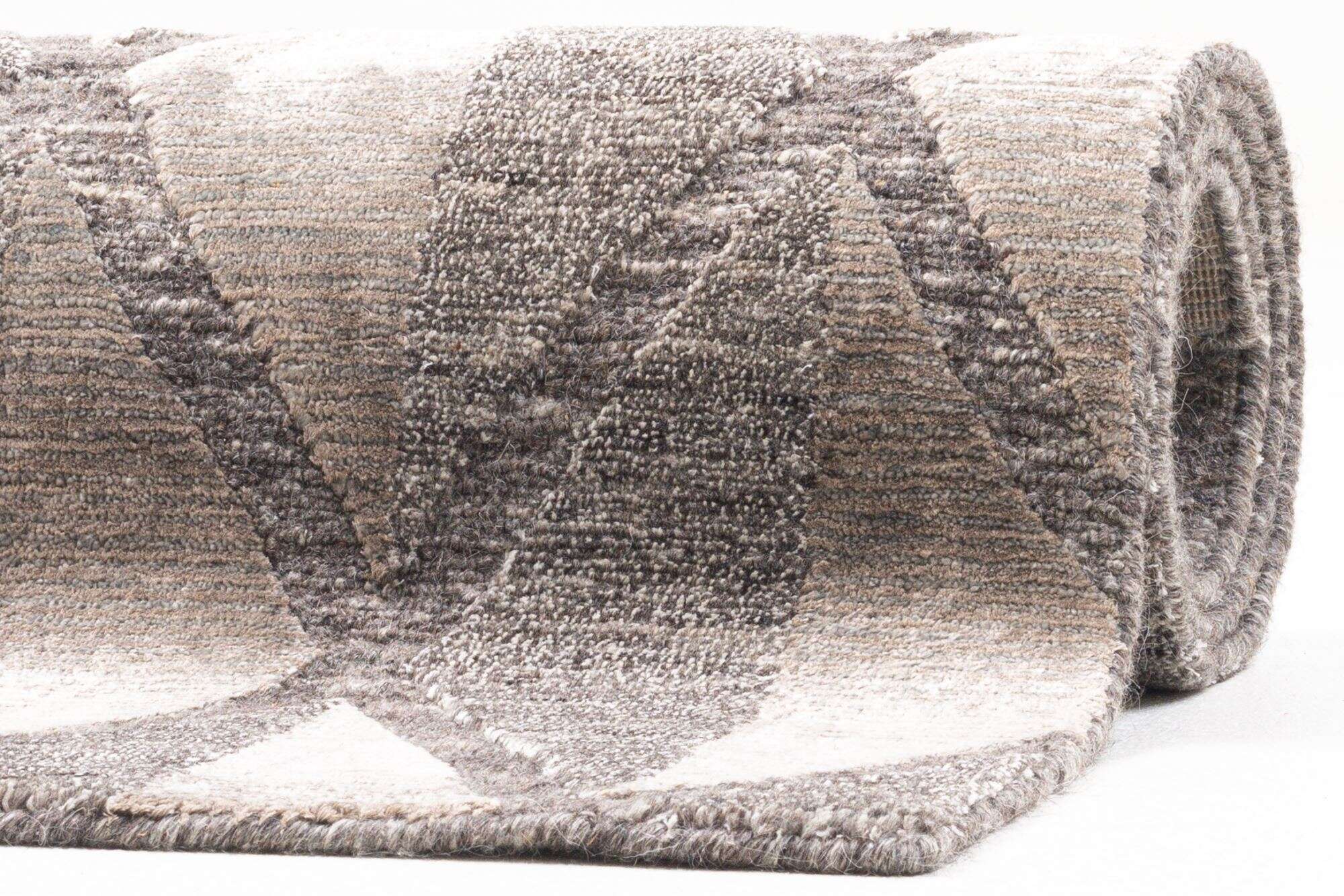 Victoria Moderner Teppich160x230cm Viskose und Wolle beige mit grau