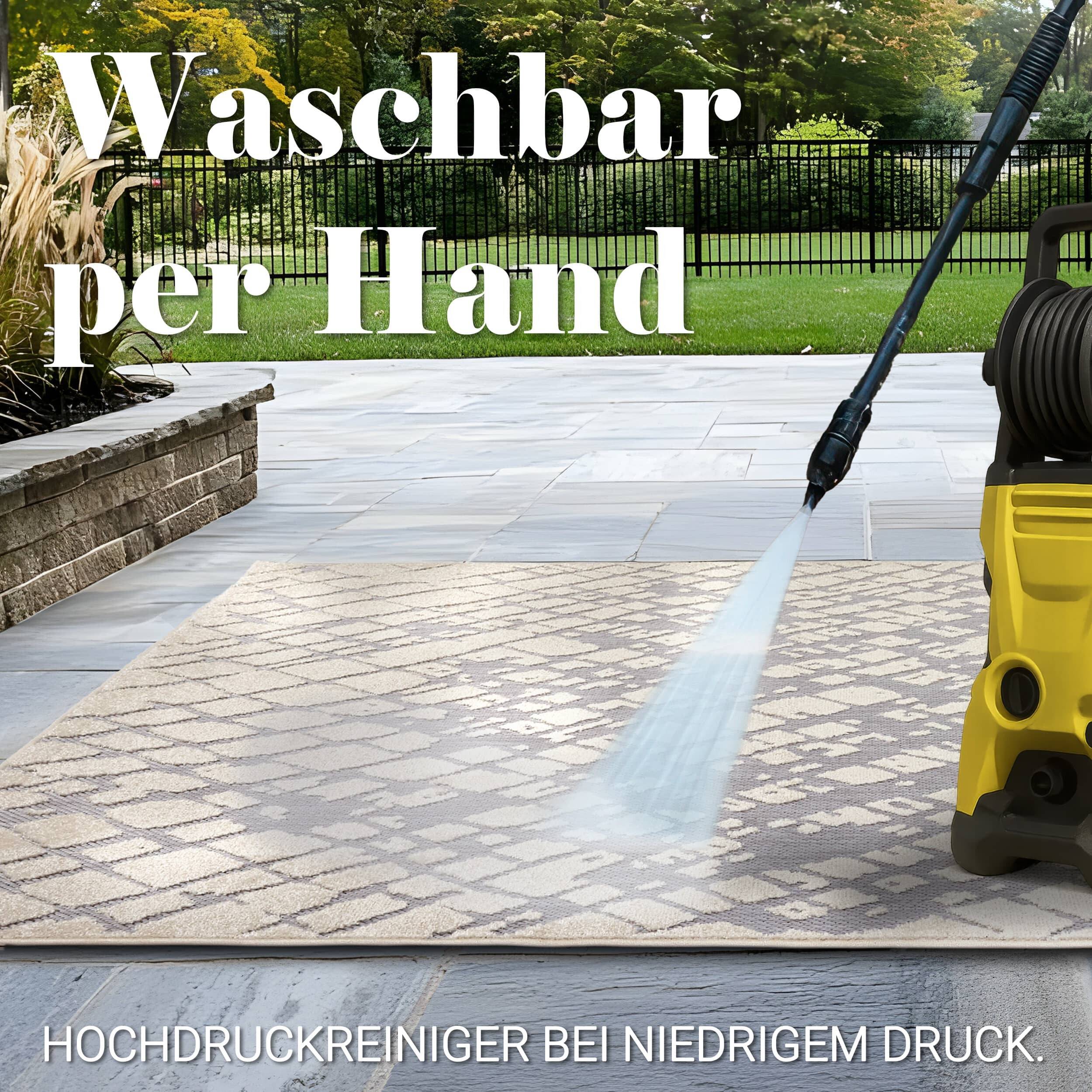 In- und Outdoor Teppich Serina D.254 C.004 Striche grau/weiß