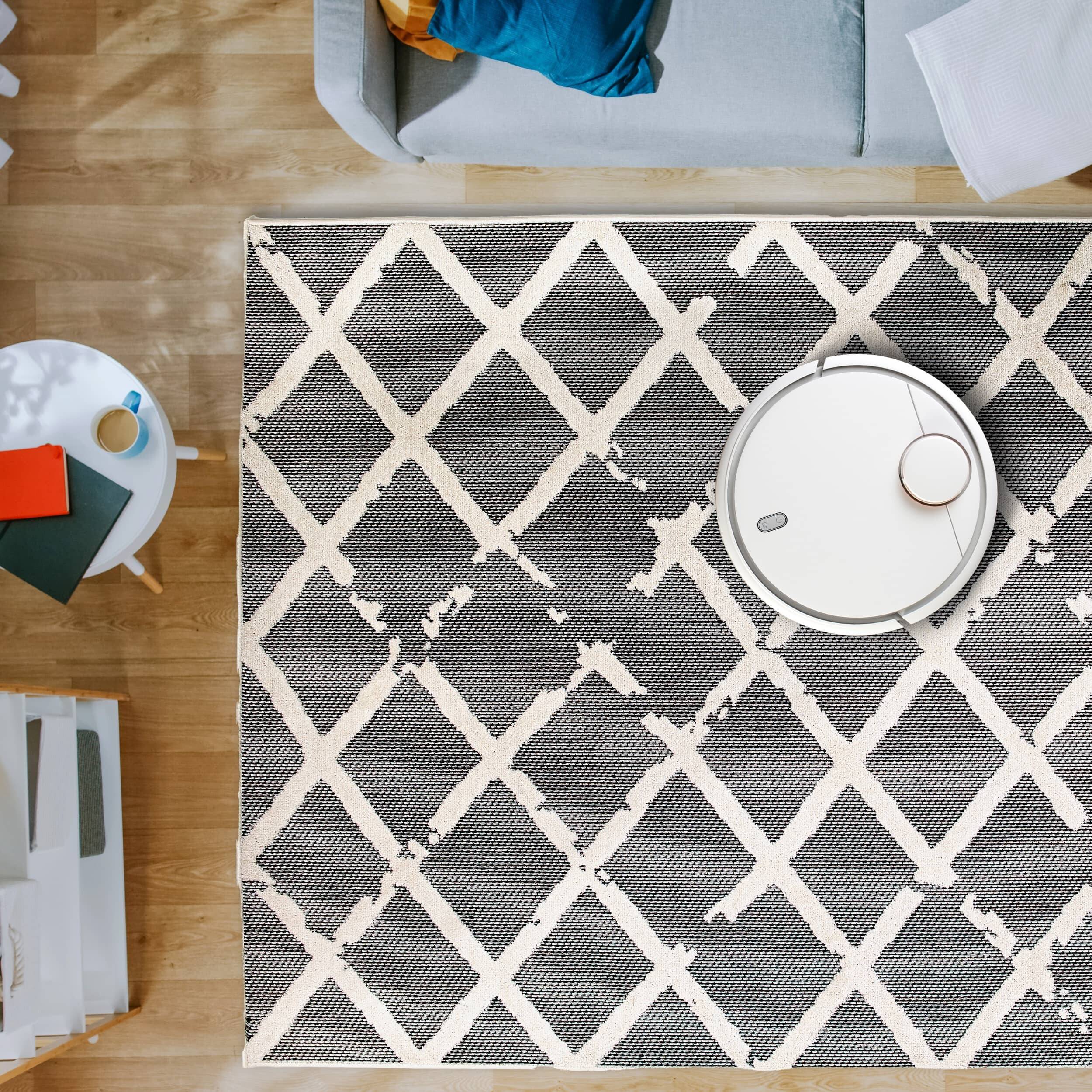 In- und Outdoor Teppich Serina D.251 C.004 Rauten grau/weiß