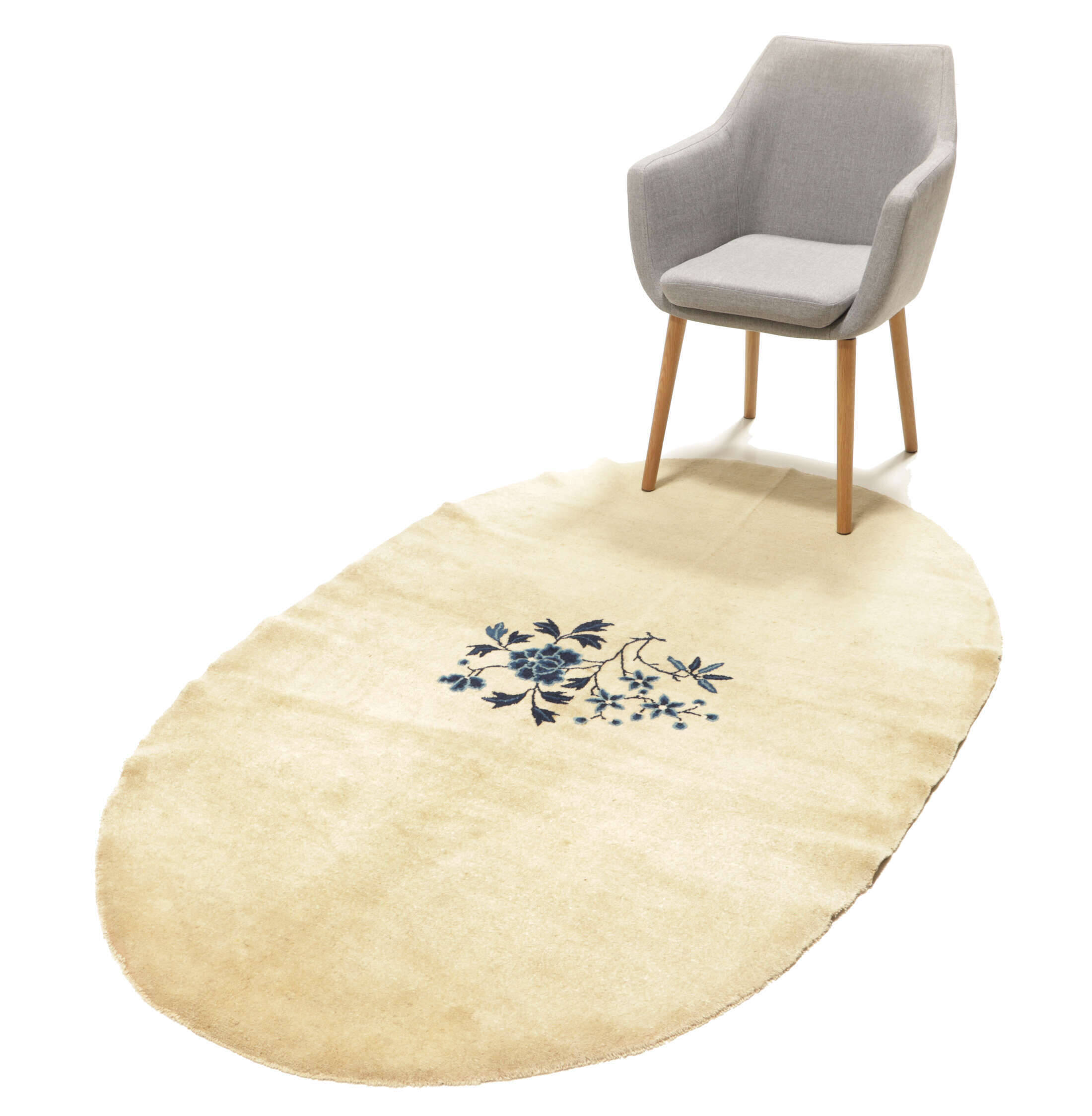 00002RSN385824 Teppich China Antik ca 120x180 cm Handgeknüpft Wolle Oval