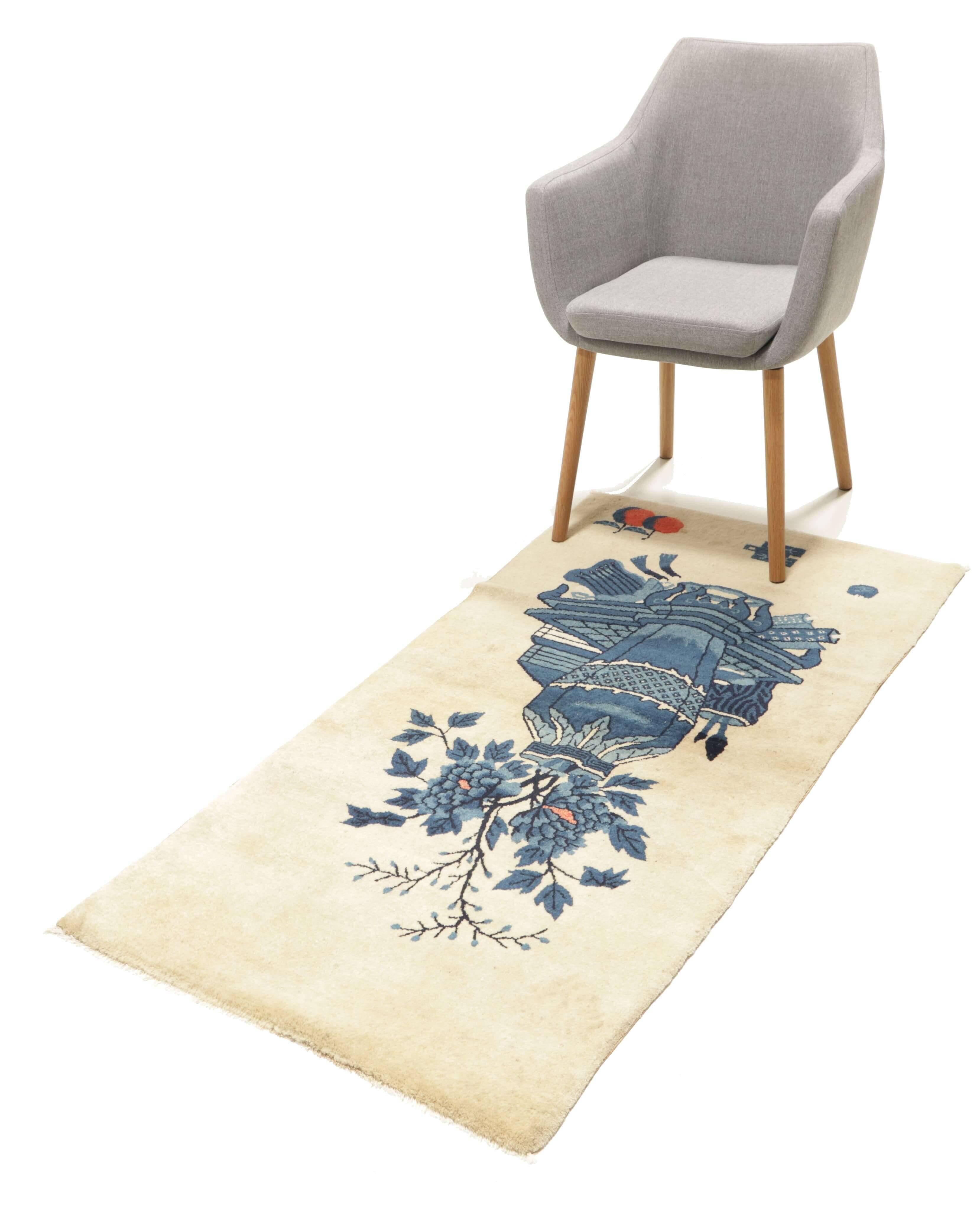 00002RSN385825 Teppich China Antik 080x152 cm Handgeknüpft Wolle