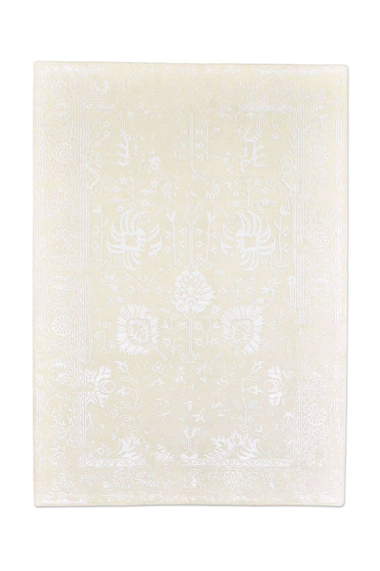 zeland_5222_640silver_415394_1 Vintage Teppich Zeeland Modern Handgeknüpft Wolle Viskose beige 160x230 cm