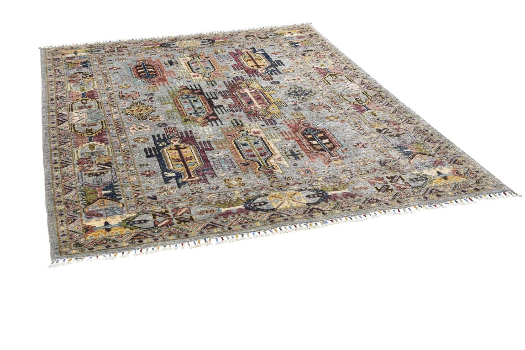 kandashah_1439_653greymulti_427155_2 Kandashah Orient Teppich 154x209cm Handgeknüpft Hochwertig