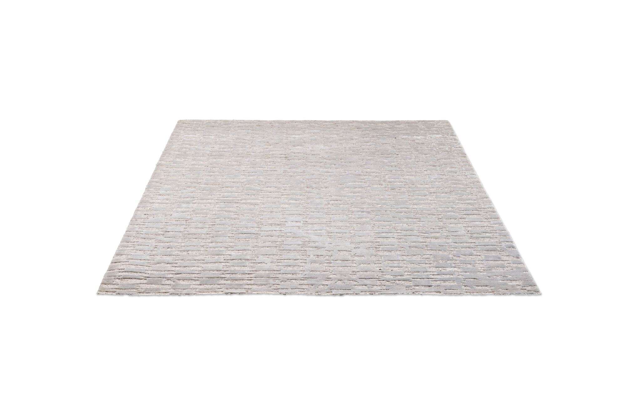 Victoria Moderner Teppich 160x230cm Viskose Wolle beige mit grau