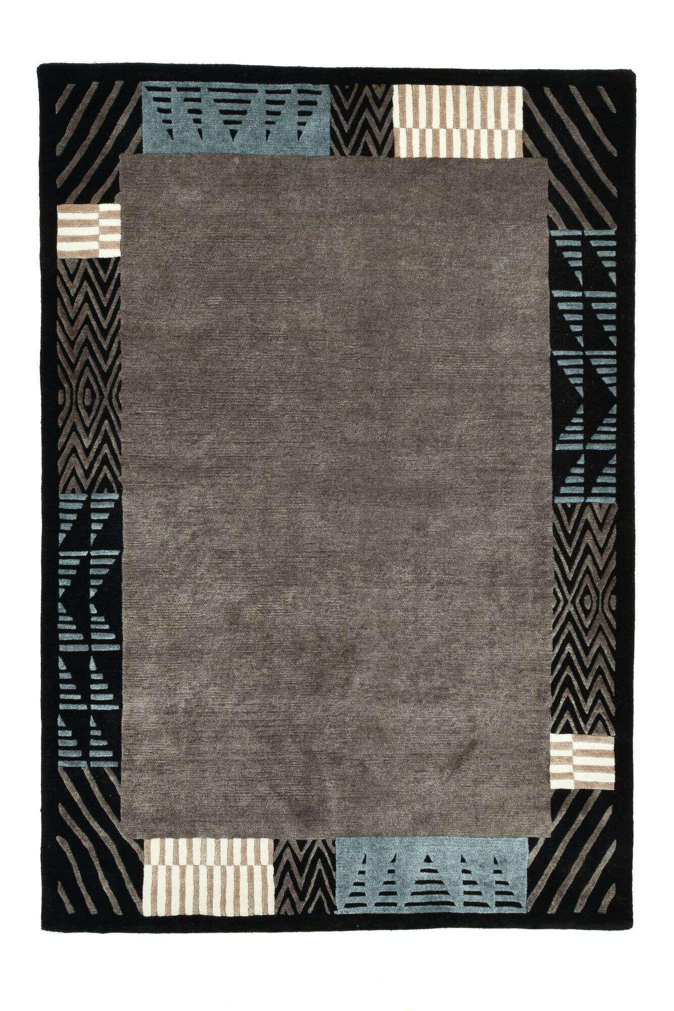 Nepal Teppich Baktapur Elegance Design Handgeknüpft 160x230 cm grau