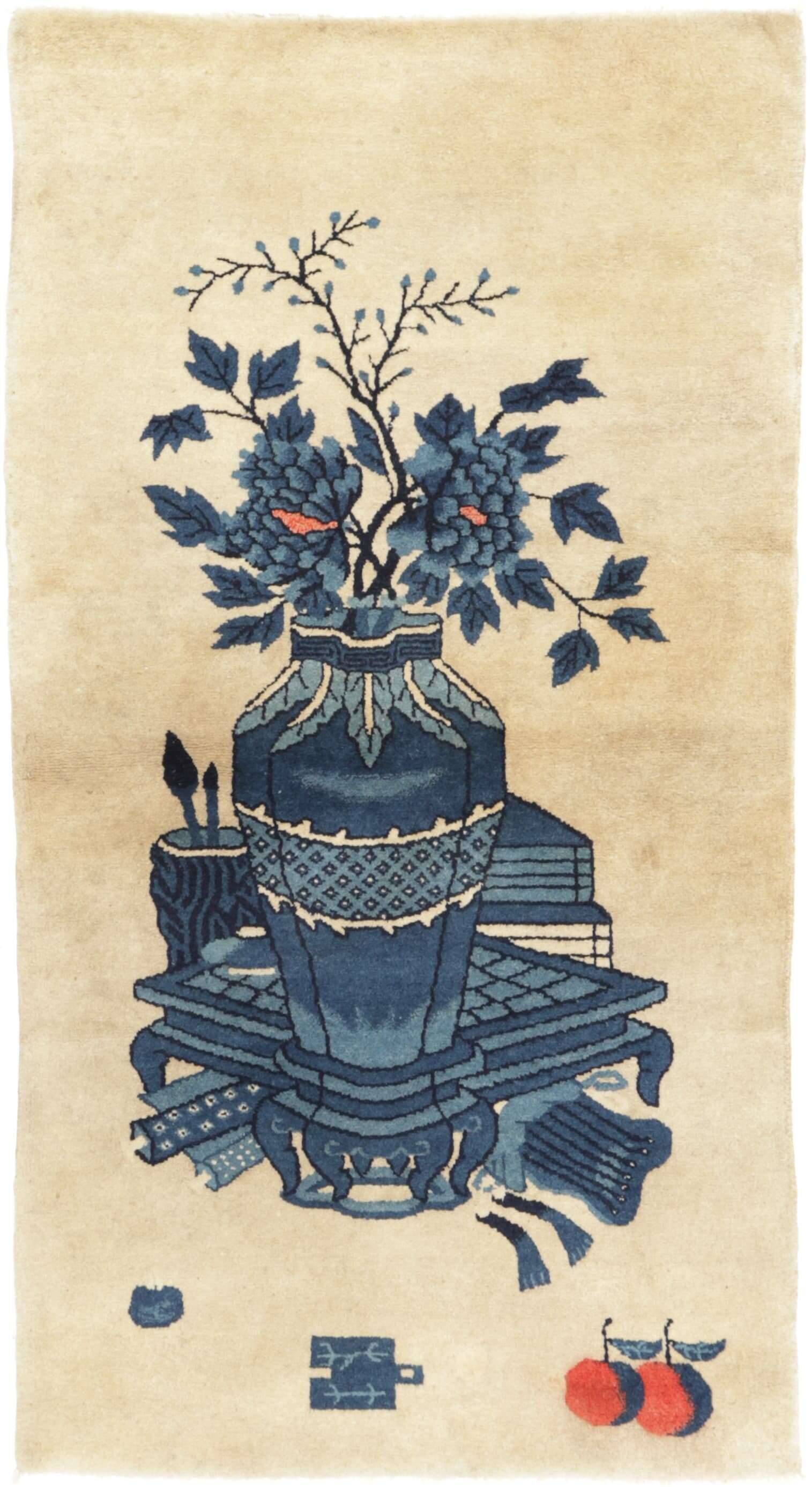00001RSN385825 Teppich China Antik 080x152 cm Handgeknüpft Wolle