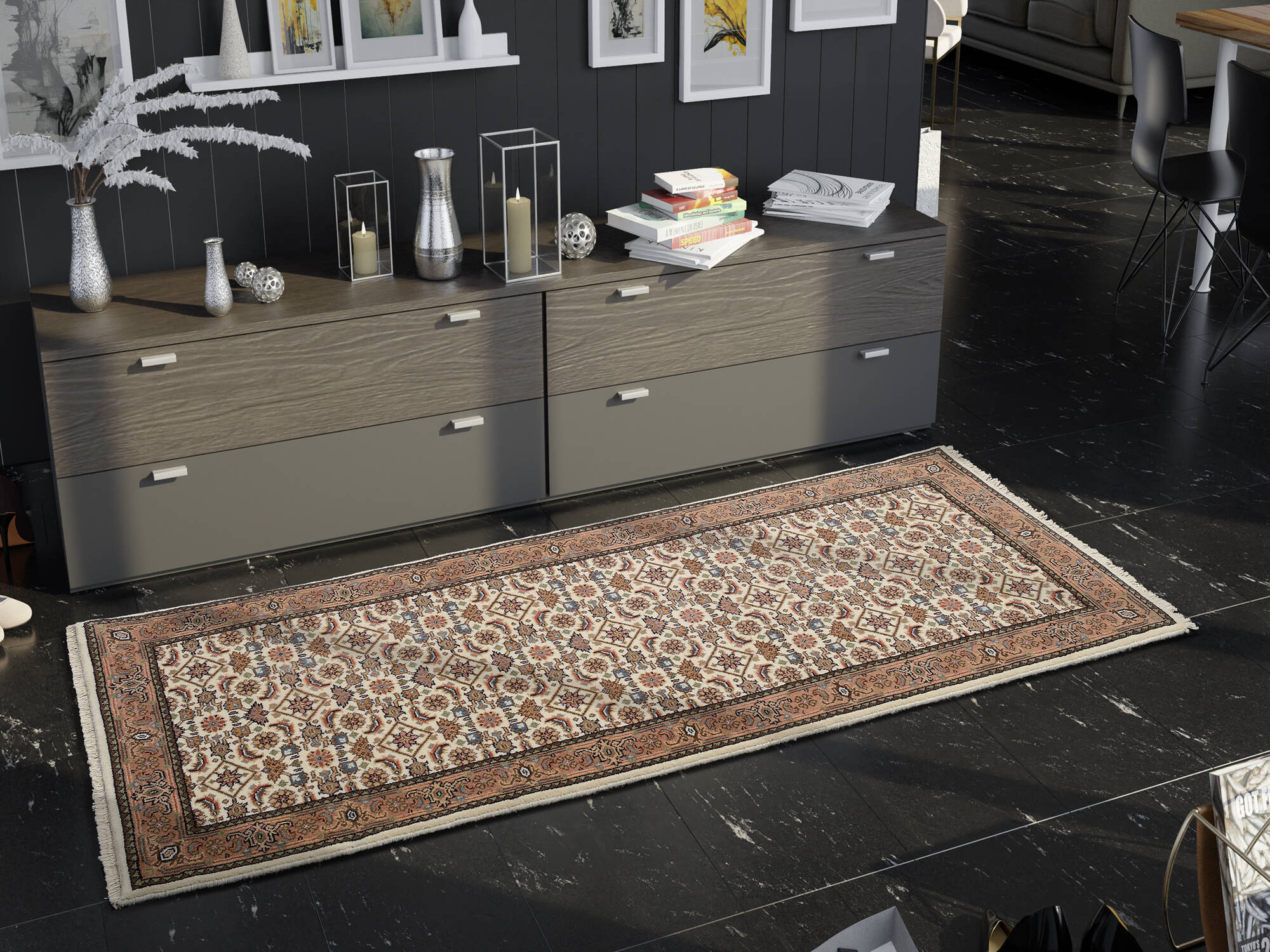 Orientteppich Handgeknüpft Himla Herati Teppich Natur Schurwolle Orientteppich Handgeknüpft Himla Herati Teppich Natur Schurwolle
