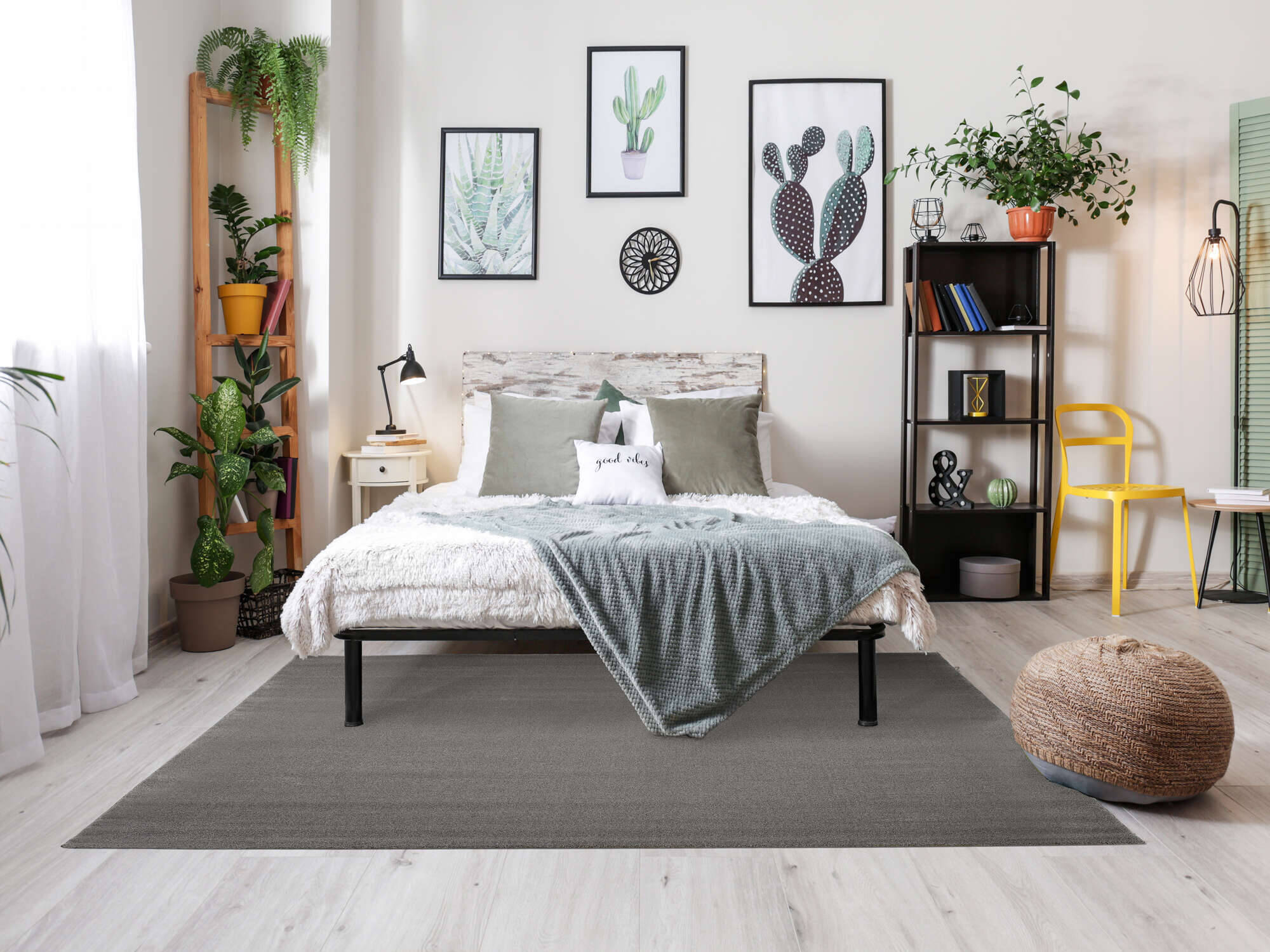 MEL01-640-1 Hochflor Teppich Melira Shaggy Einfarbig
