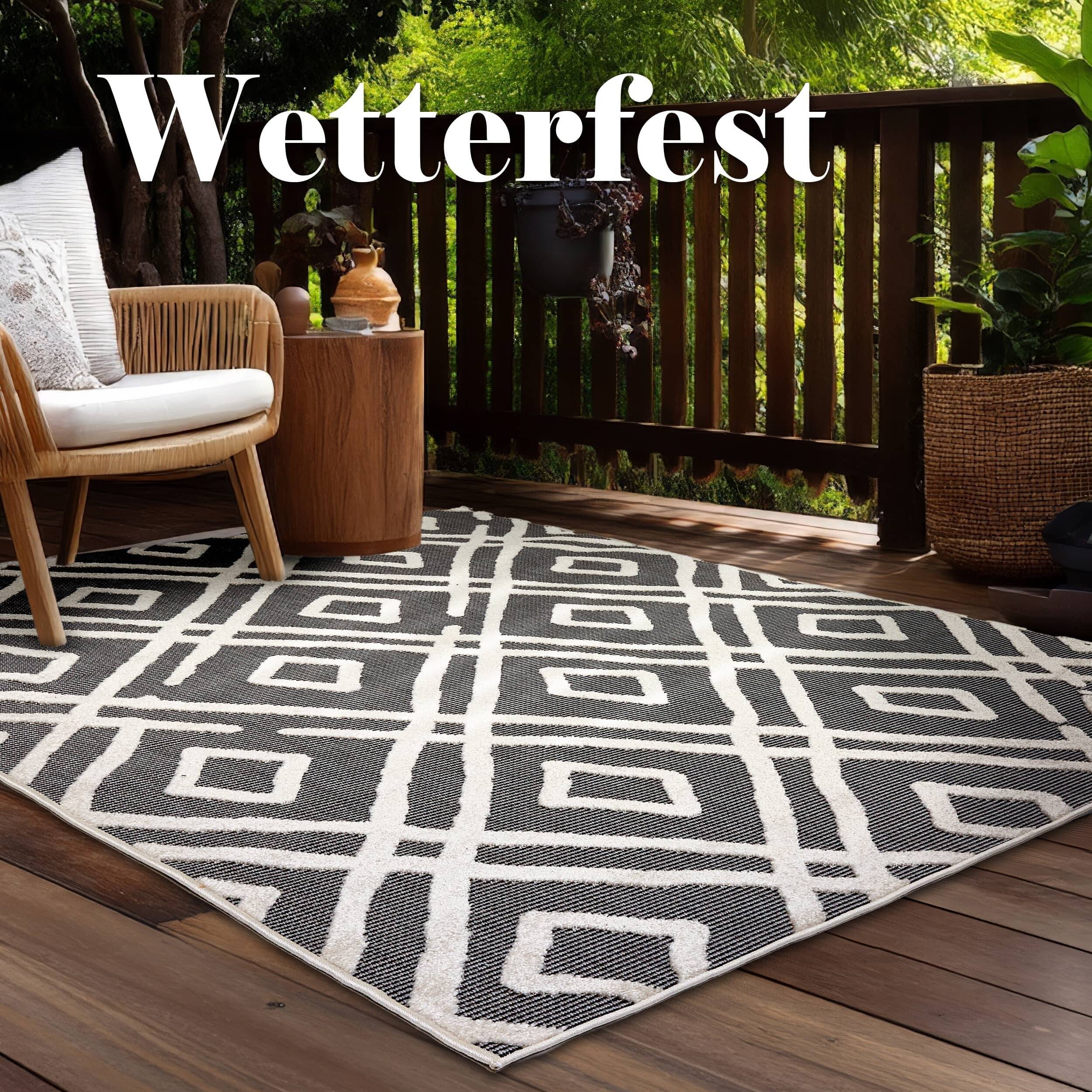 In- und Outdoor Teppich Serina D.252 C.004 Ethno grau/weiß