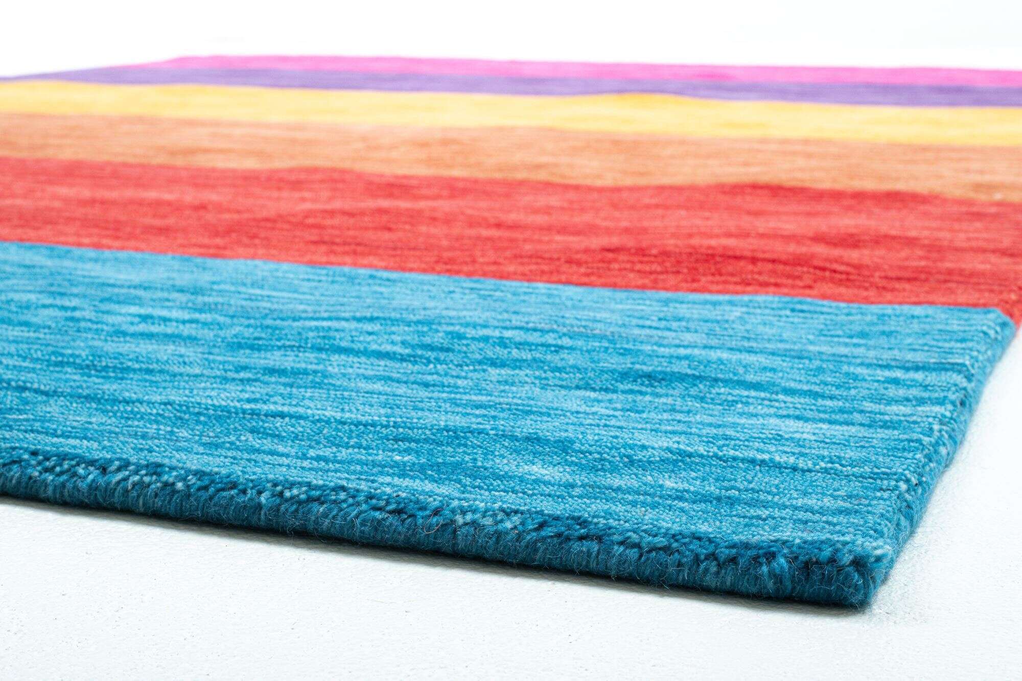 Handwebteppich Holi Schurwolle Naturteppich Bunt Multicolor